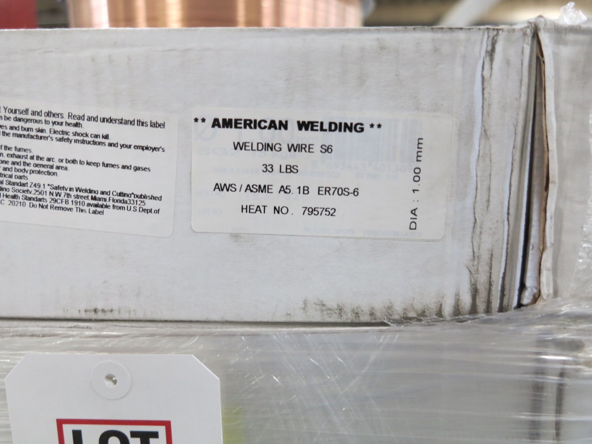 LOT - PALLET OF AMERICAN WELDING WIRE, S6, DIA. 1MM, 108 BOXES - Bild 2 aus 2