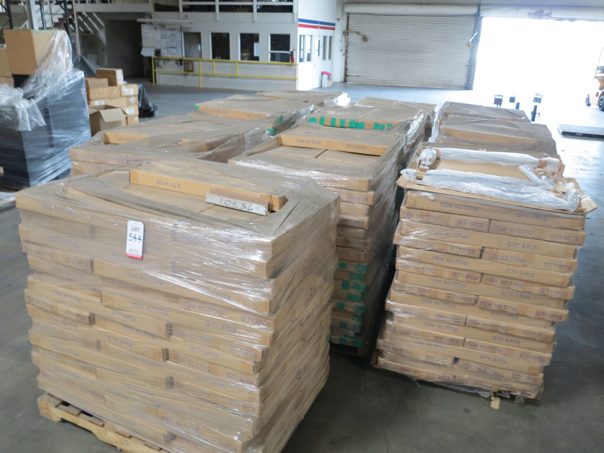 LOT - (10) PALLETS ON FLOOR TO INCLUDE: ITEM #T7742, STRAIGHT ARM INSERT (ADULT), SUEDE CHROME