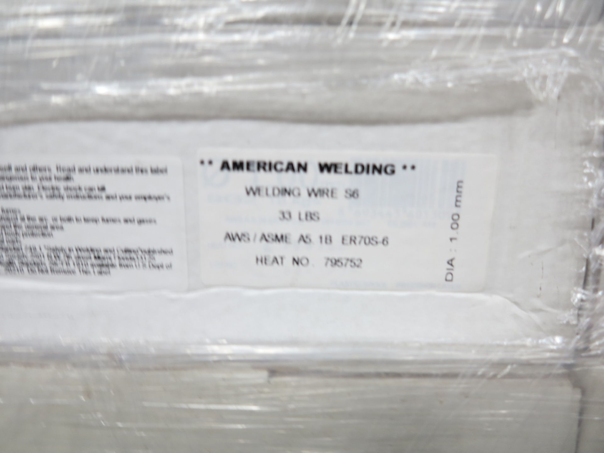 LOT - PALLET OF AMERICAN WELDING WIRE, S6, DIA. 1MM, 108 BOXES