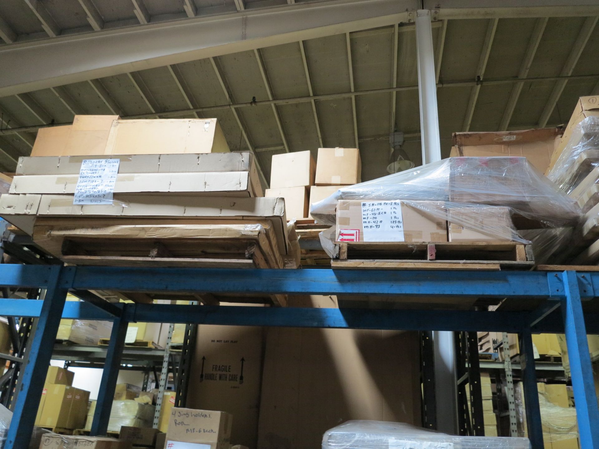 LOT - CONTENTS OF (2) SECTIONS OF PALLET RACK TO INCLUDE: ITEM # 97344, 66" TALL SQUARE FOLDING - Image 5 of 8