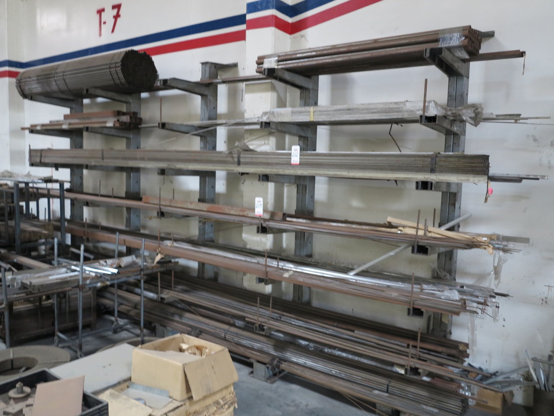 CANTILEVER MATERIAL RACK FOR 20' MATERIAL, RACK ONLY, (5) UPRIGHTS, NO CONTENTS