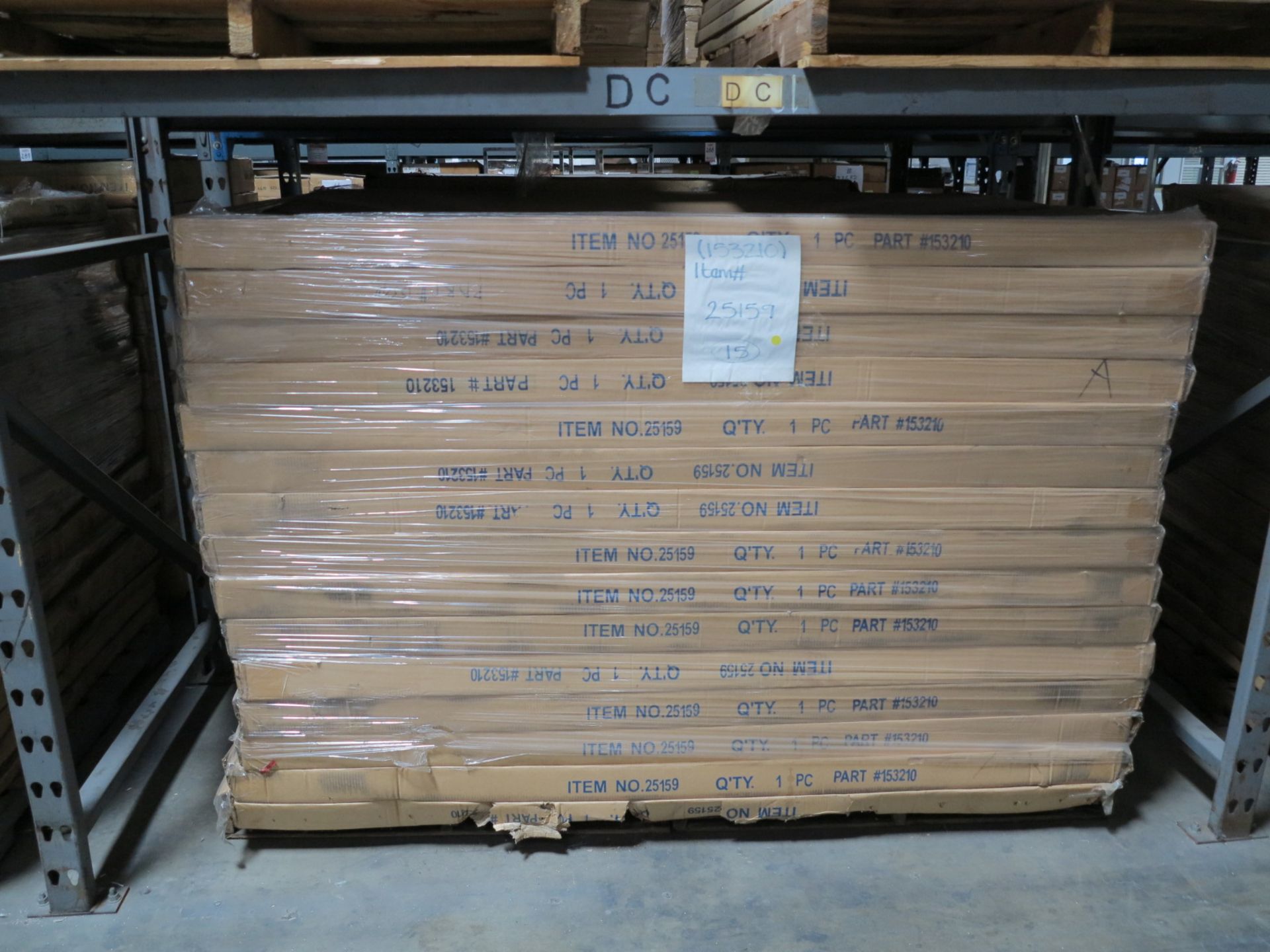 LOT - CONTENTS OF (2) SECTIONS OF PALLET RACK TO INCLUDE: ITEM #10396, T STAND COUNTER TOP, SATIN - Image 3 of 8