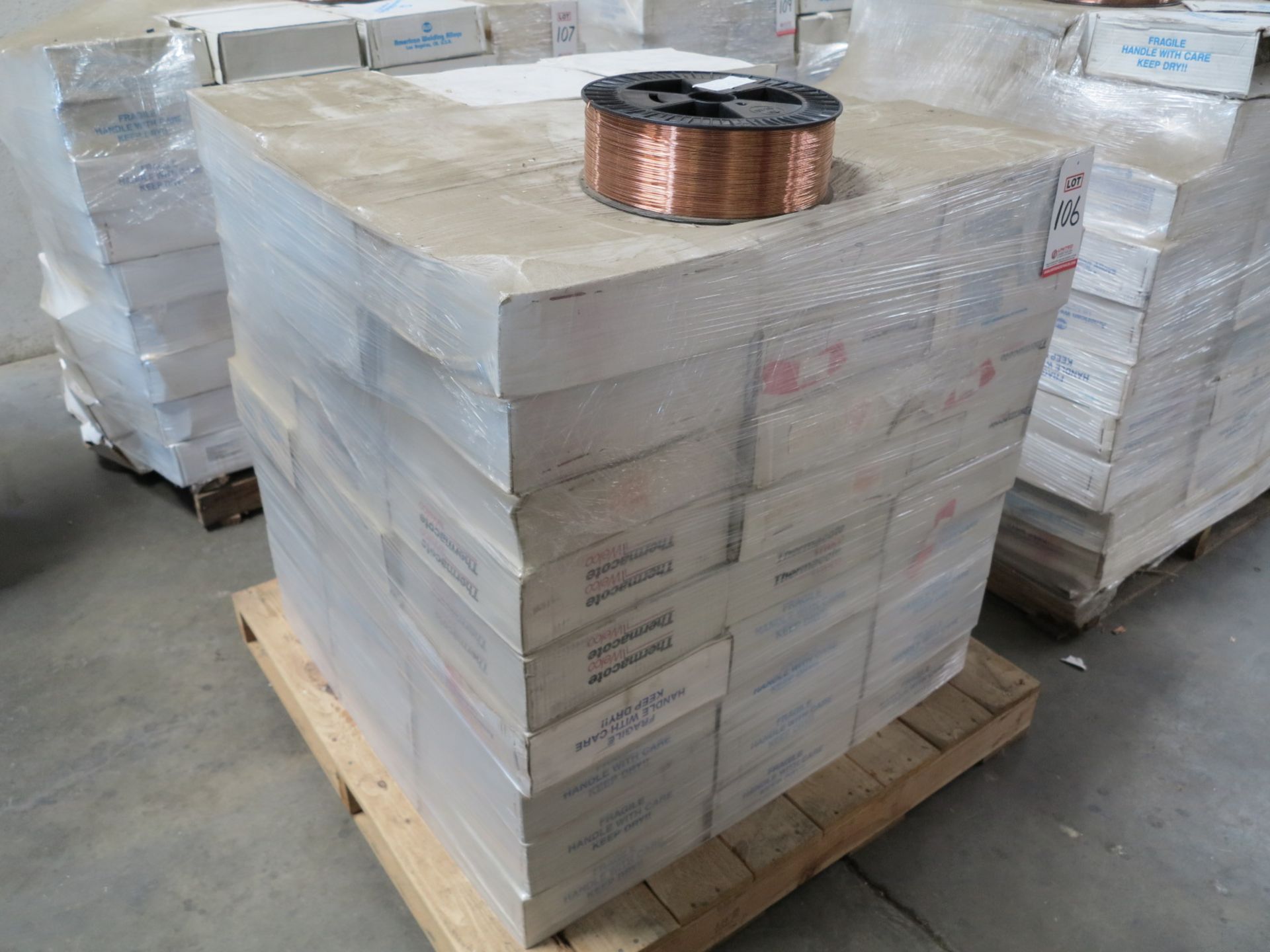 LOT - PALLET OF AMERICAN WELDING WIRE, S6, DIA. .035", 81 BOXES