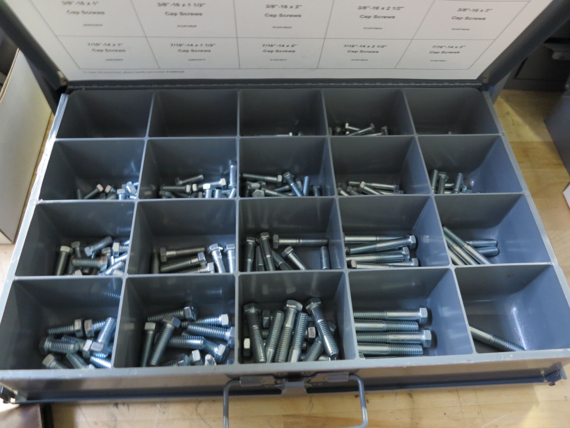 LOT - (2) STACKING HARDWARE DRAWER CADDIES, W/ REMOVEABLE DRAWERS FULL OF BOLTS, WASHERS, ETC. - Image 7 of 7