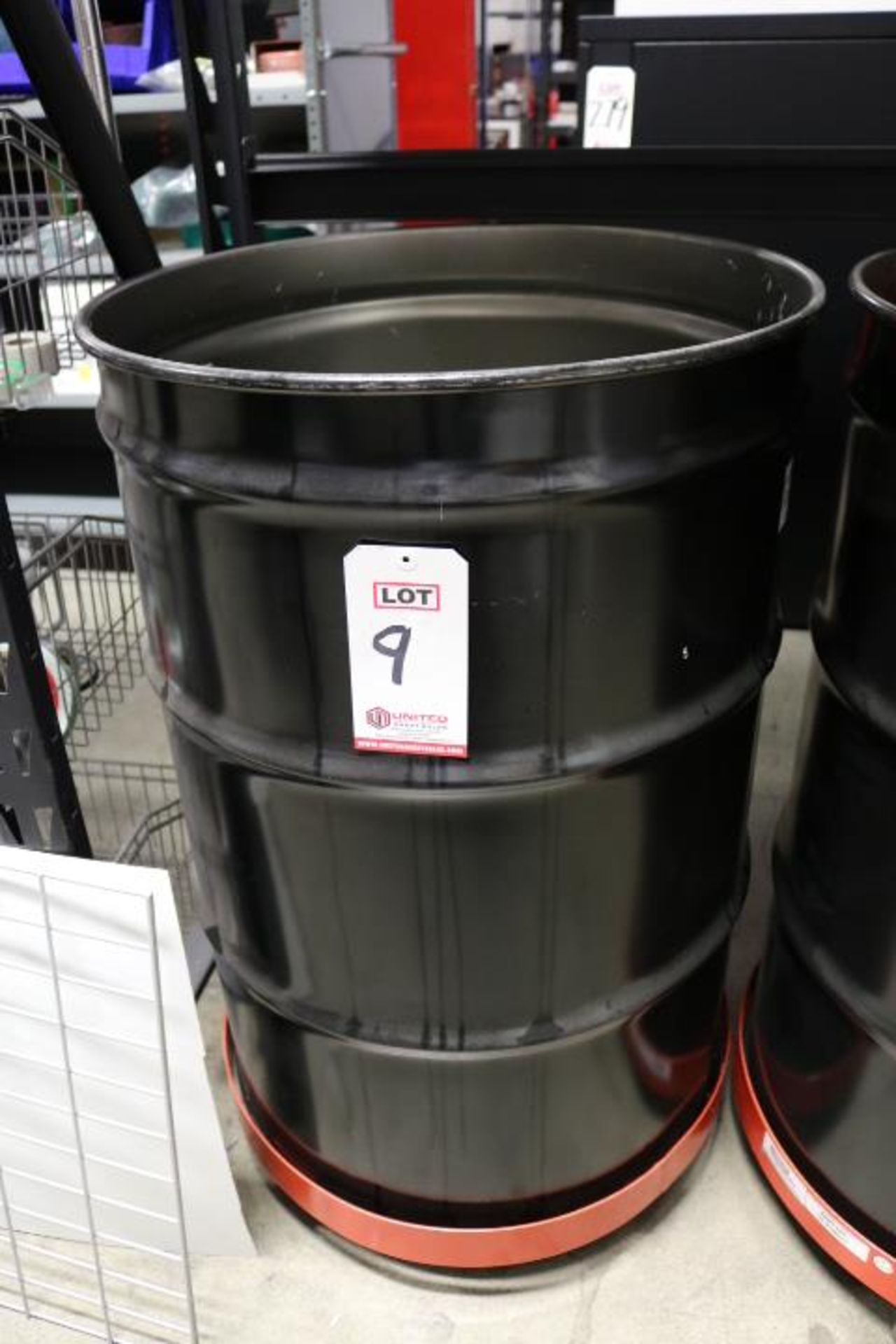55 GALLON DRUM CONTAINING ALUMINUM CHIPS, W/ DOLLY