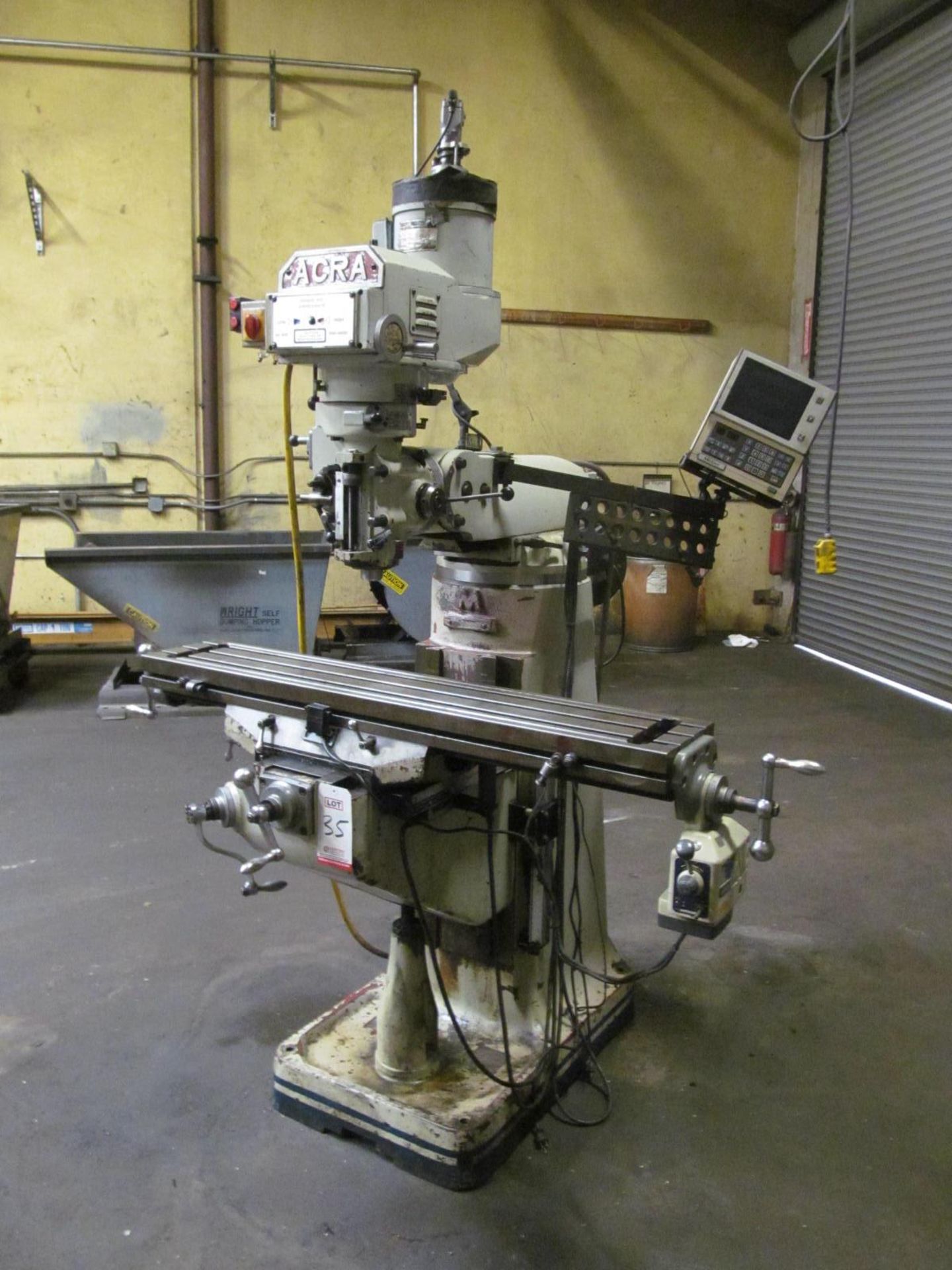 ACRA LS-2VS VERTICAL MILL, 9” X 49” TABLE W/ POWER FEED, 60-4200 RPM, R8-SPINDLE TAPER, 3-AXIS D.R.