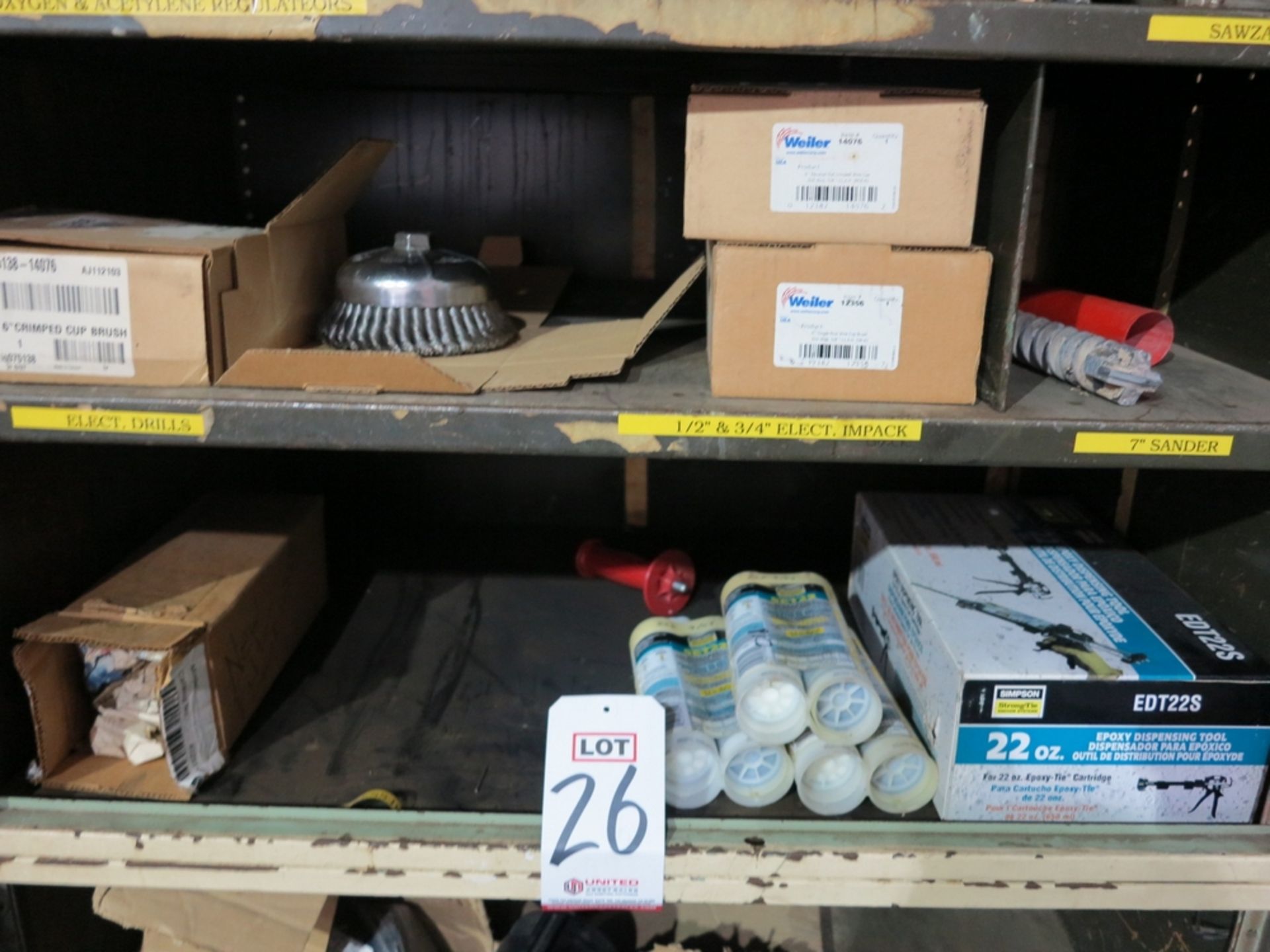 4-DOOR STORAGE CABINET W/ CONTENTS OF SS BRAIDED HOSE, OXY-ACETYLENE HOSE, REGULATORS, 6" WIRE CUP - Image 3 of 4