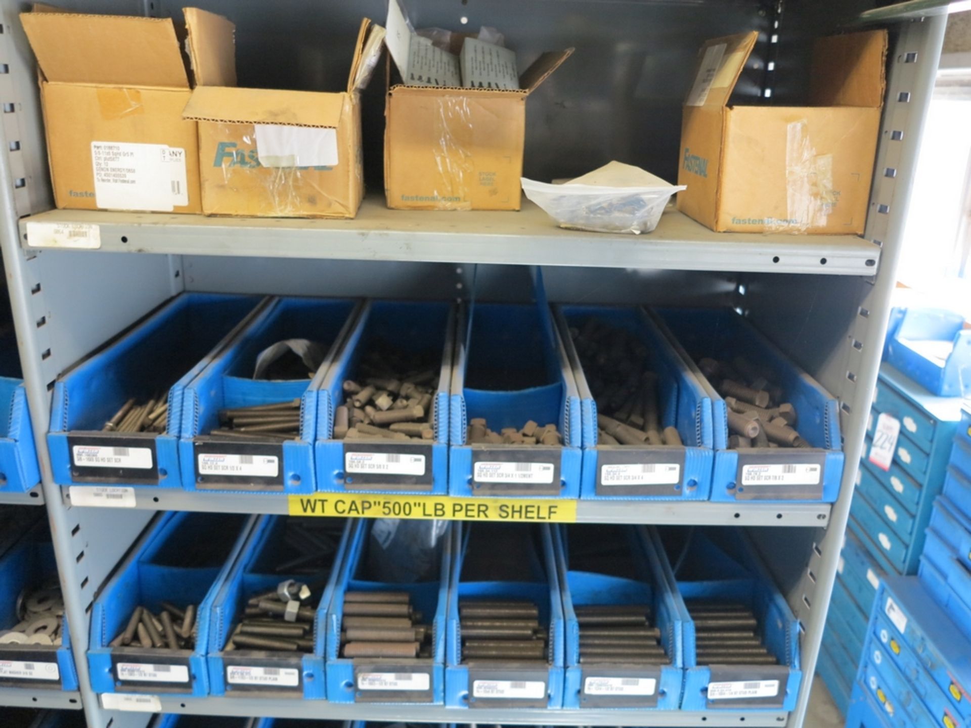 LOT - CONTENTS OF (10) 3' SECTIONS OF SHELVING TO INCLUDE: MACHINE SCREWS, SS AND CARBON STEEL NUTS, - Image 21 of 22