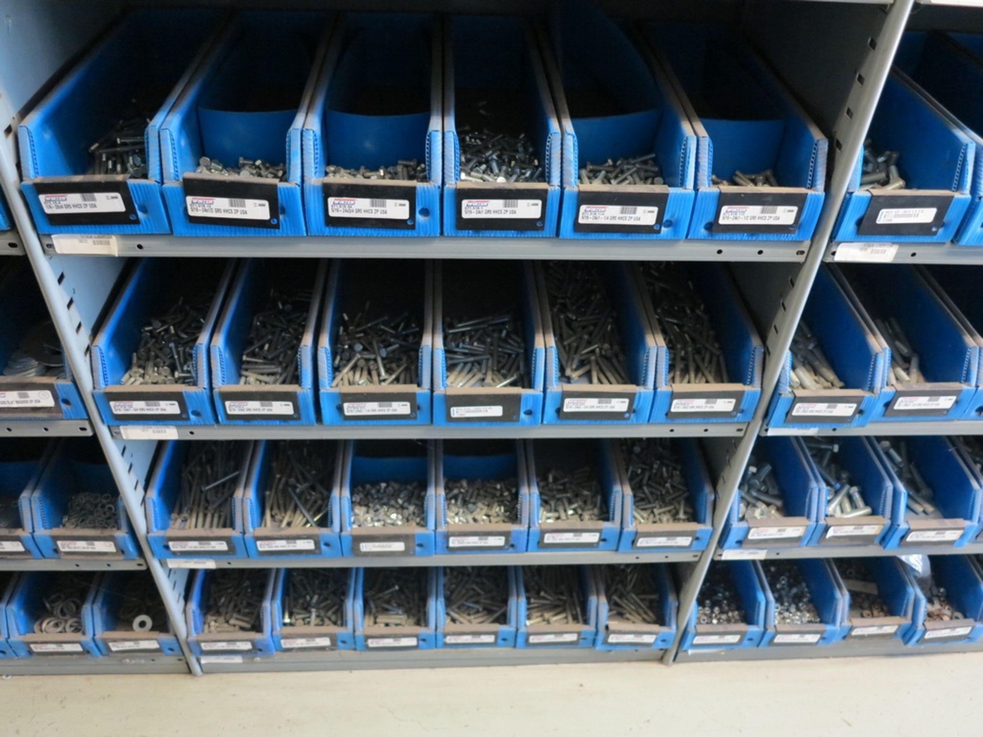 LOT - CONTENTS OF (10) 3' SECTIONS OF SHELVING TO INCLUDE: MACHINE SCREWS, SS AND CARBON STEEL NUTS, - Image 12 of 22