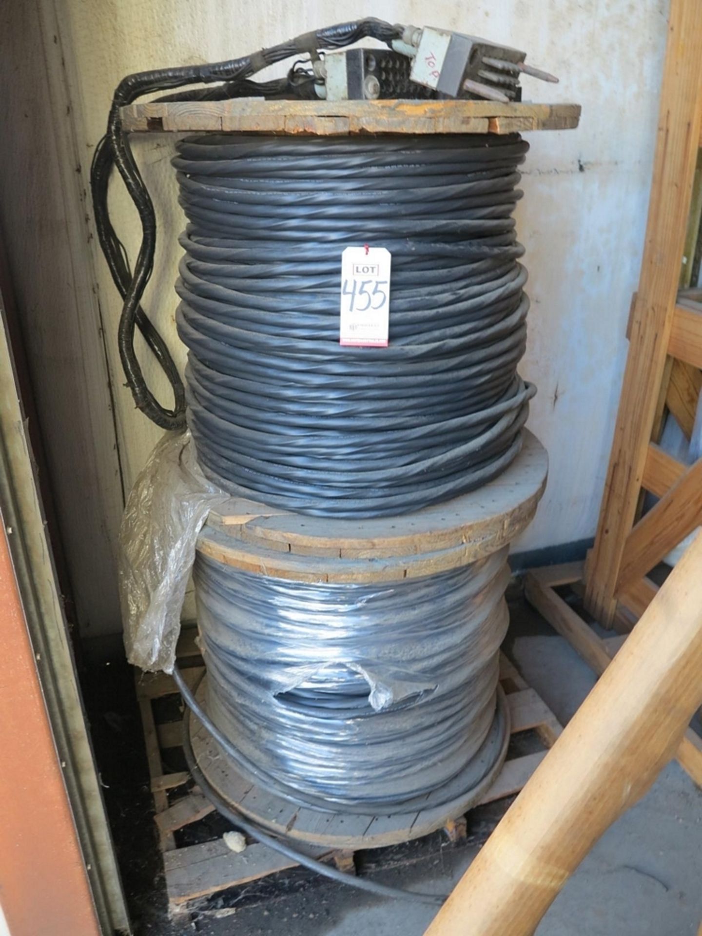 LOT - (4) SPOOLS OF HIGH VOLTAGE ELECTRIC CABLE
