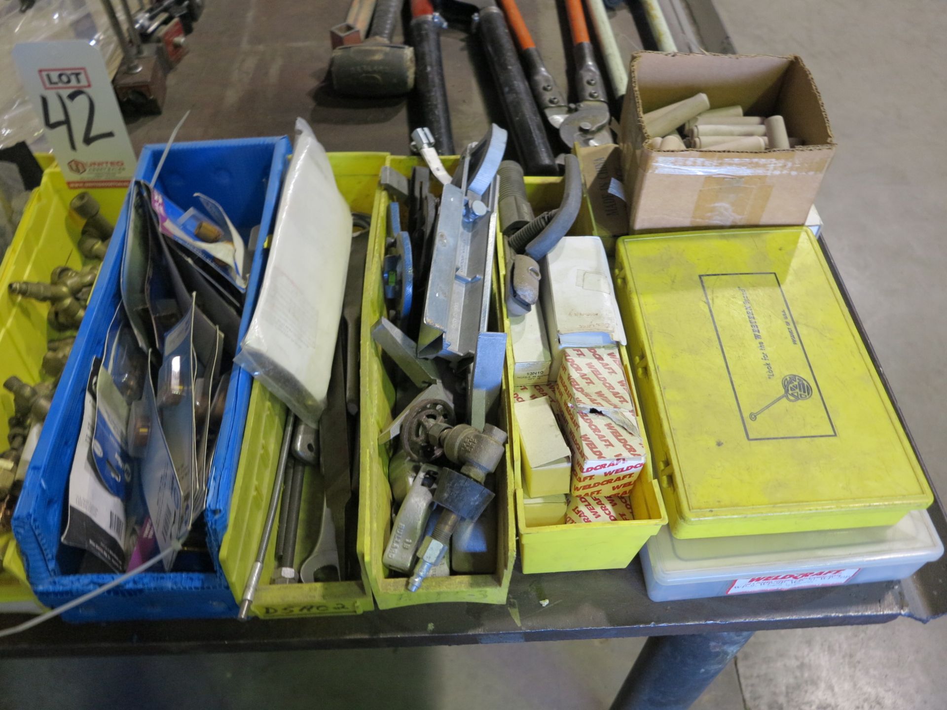 LOT - (10) PLASTIC BINS CONTAINING WELDING RELATED ITEMS, ETC. - Image 2 of 2