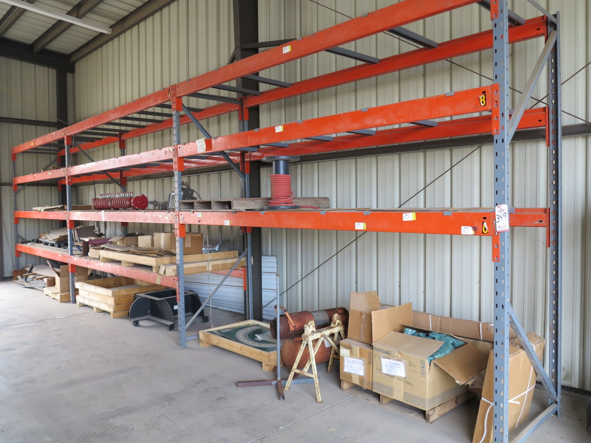 LOT - (5) SECTIONS OF PALLET RACK, 12' BEAMS, 10' UPRIGHTS, CONTENTS NOT INCLUDED