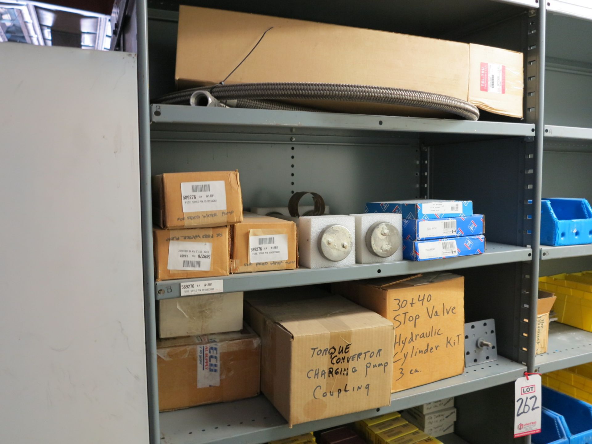 LOT - (6) 3' SECTIONS OF SHELVING, W/ CONTENTS TO INCLUDE: SKF BEARINGS, FLOWSERVE HEAT EXCHANGER, - Image 3 of 14