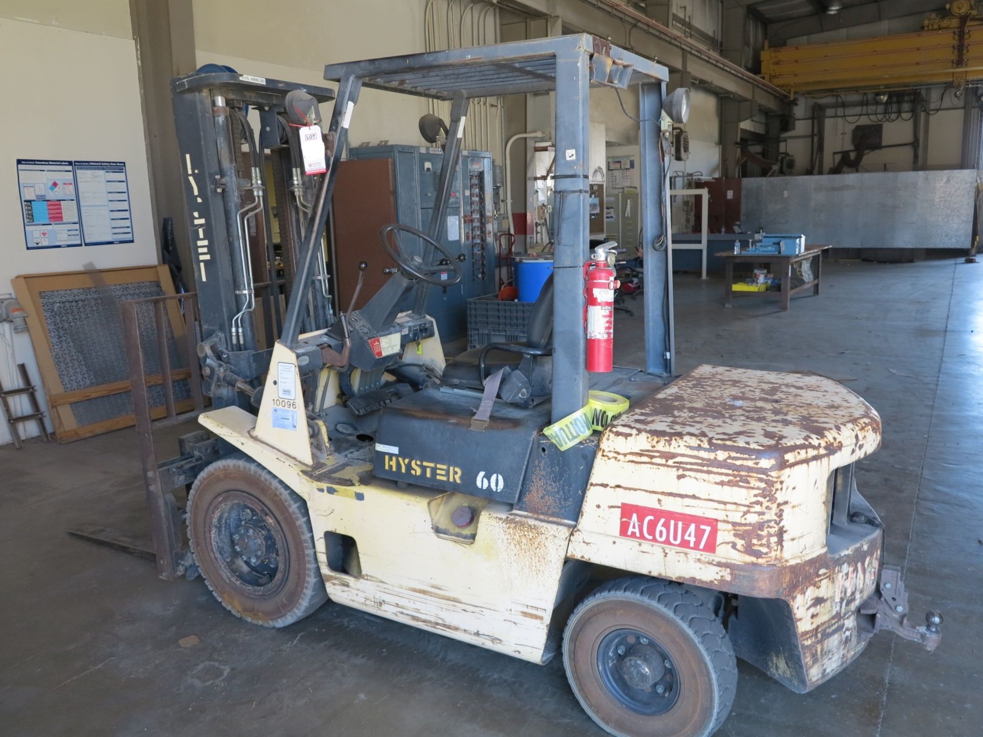 HYSTER FORKLIFT, DIESEL FUEL, 6,000 LB CAPACITY (LOCATED OFFSITE: COOLWATER PLANT, 37000 SANTA FE