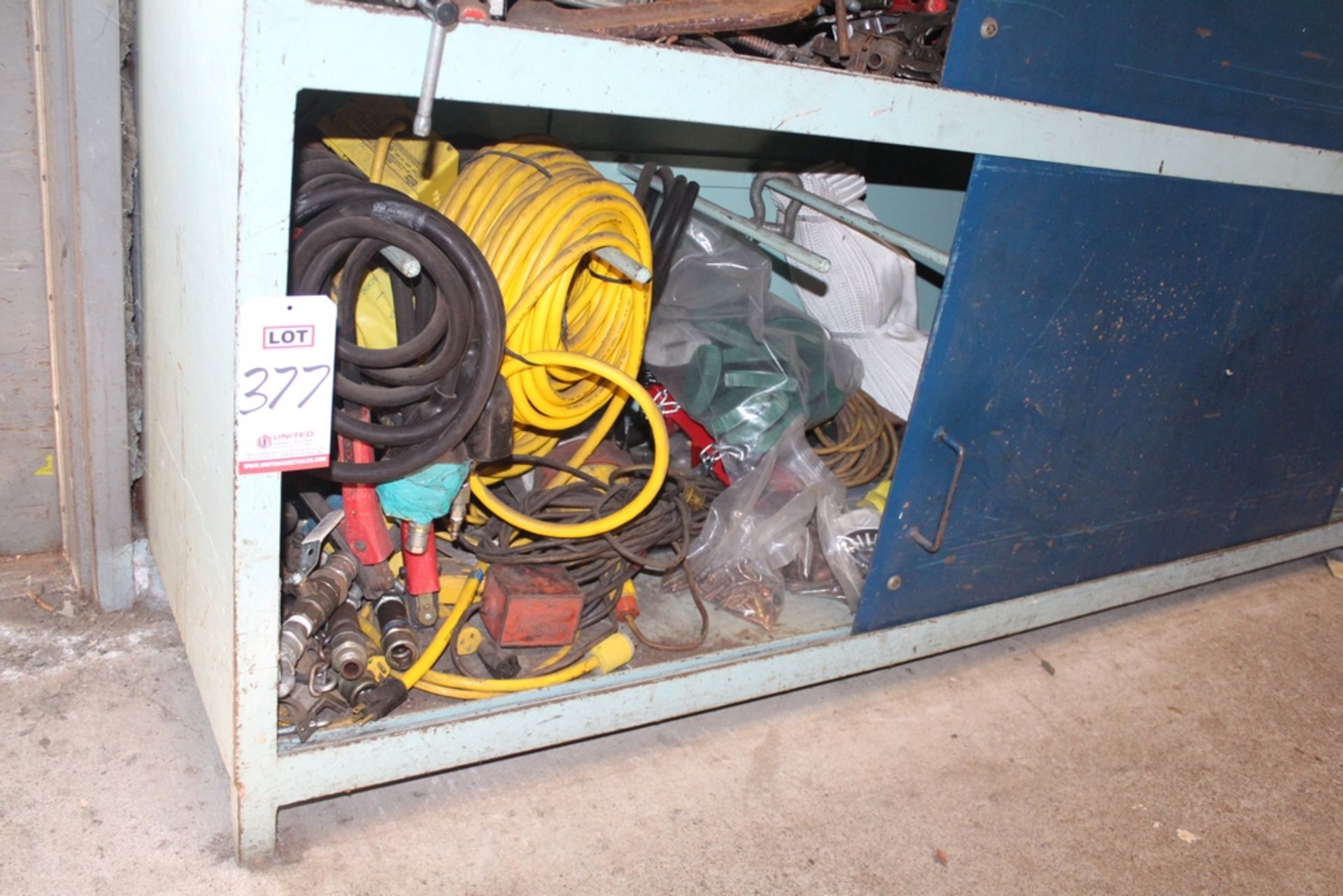 LOT - ASSORTED CORDS, LEADS,& FITTINGS; (LOWER LEVEL OF CABINET); (BLDG 7)
