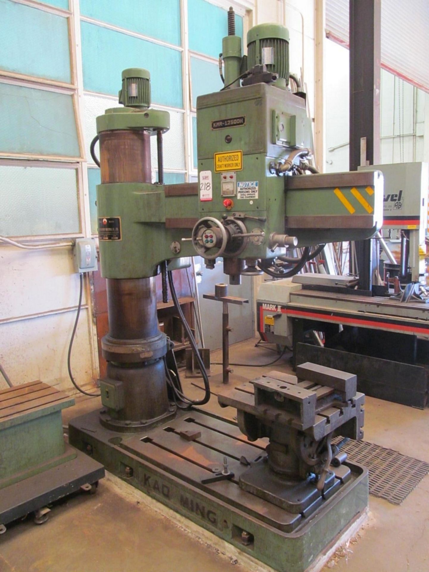 KAO-MING KMR-1250DH RADIAL ARM DRILL, S/N 20015 (1990), 4’ ARM, 13” COLUMN, 11” QUILL TRAVEL,