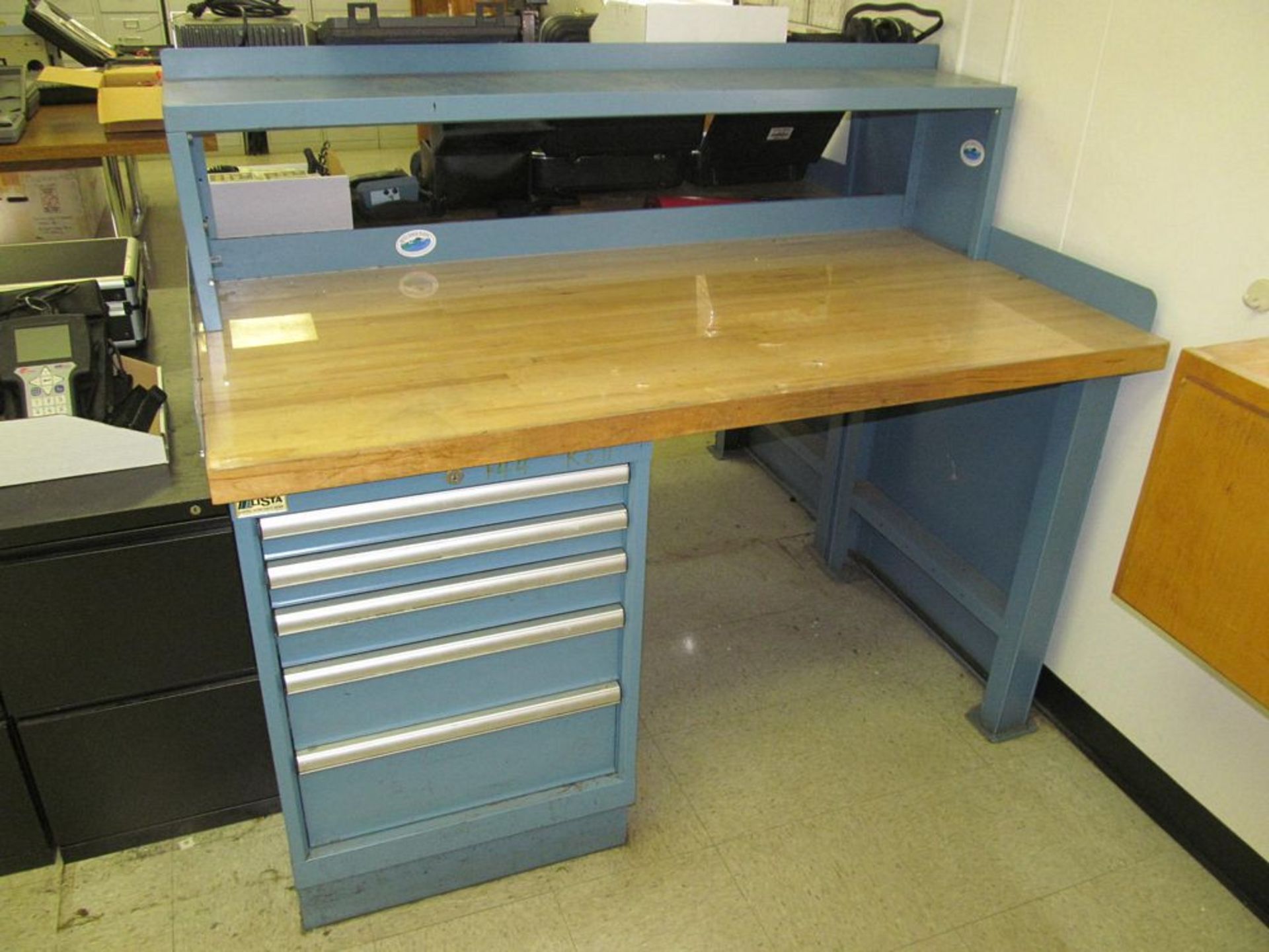 30" X 60" WOOD TOP WORK BENCH W/ 5-DRAWER LISTA CABINET (TECH LAB)