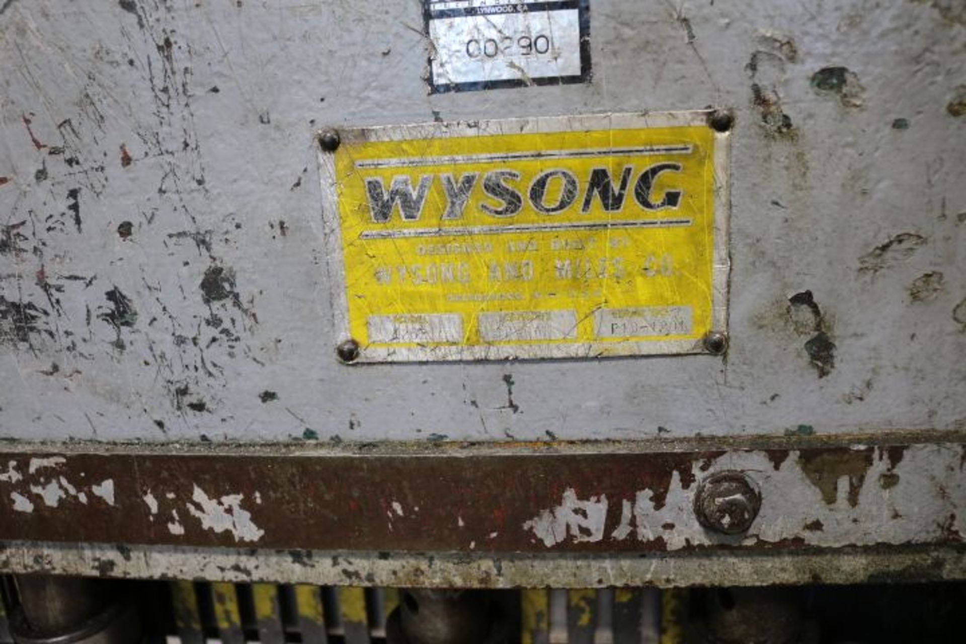 WYSONG MODEL 1252, 12-GA. X 4' POWER SQUARING SHEAR, S/N P13-1201, 5/16" MAX STROKE, (8) HOLD DOWNS, - Image 5 of 5