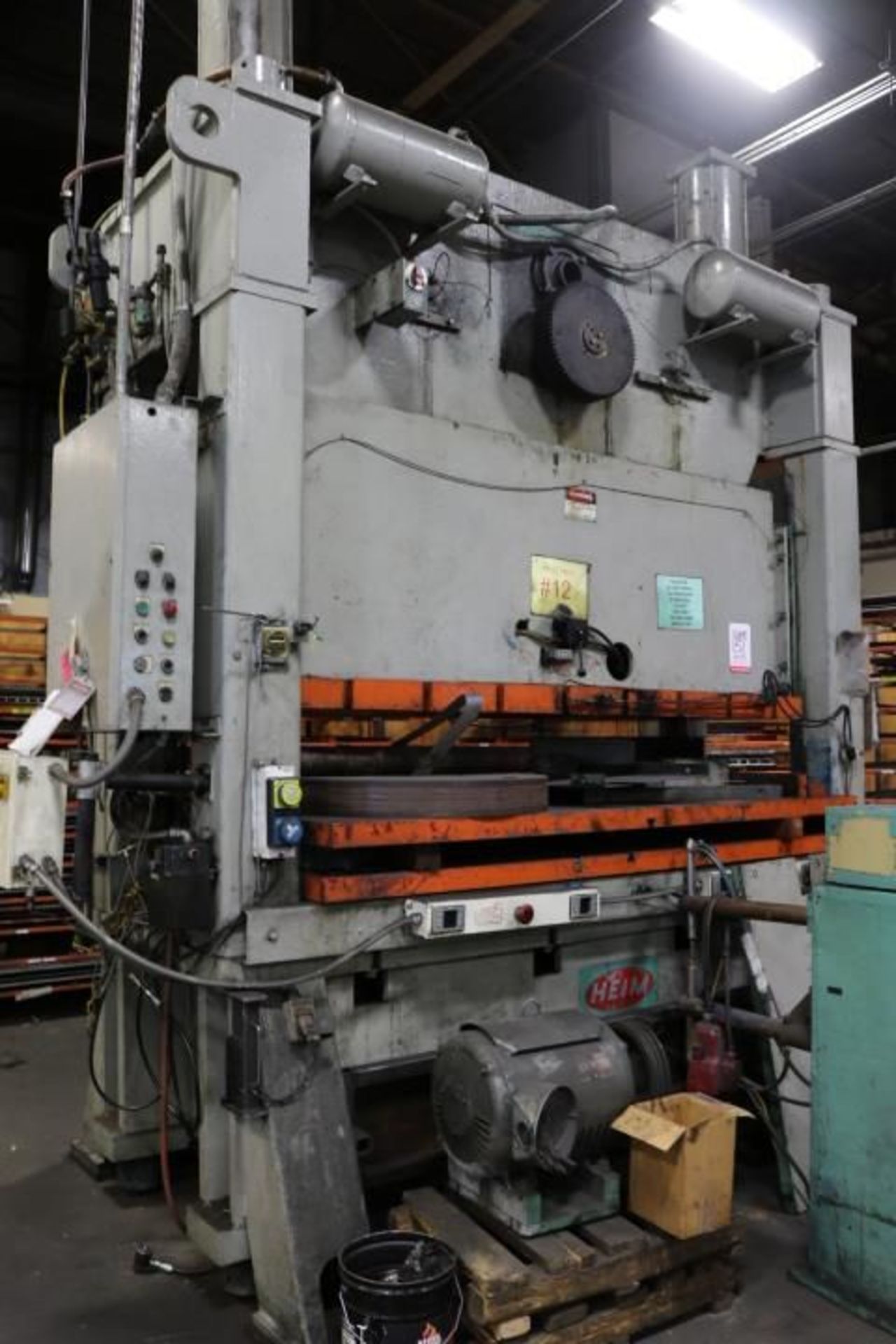 HEIM MODEL S400-48-102, 400-TON STRAIGHT SIDE DOUBLE CRANK PRESS, S/N 2736, 102" X 48" BED, 6"