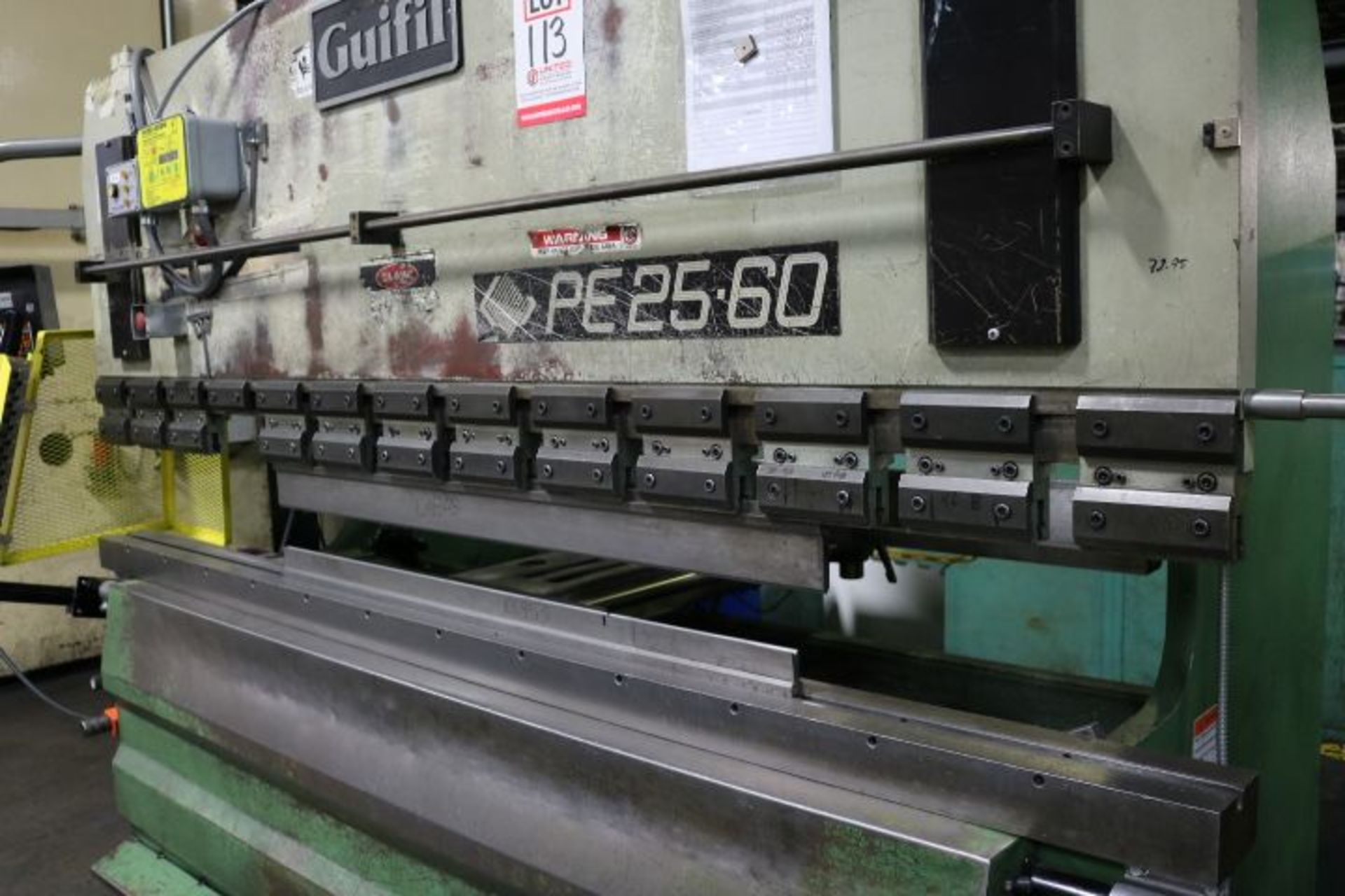 GUIFIL MODEL PE-25-60, 66-TON X 8' PRESS BRAKE, S/N 014299, PROTECH SYSTEMS GUARDING AND - Image 7 of 10