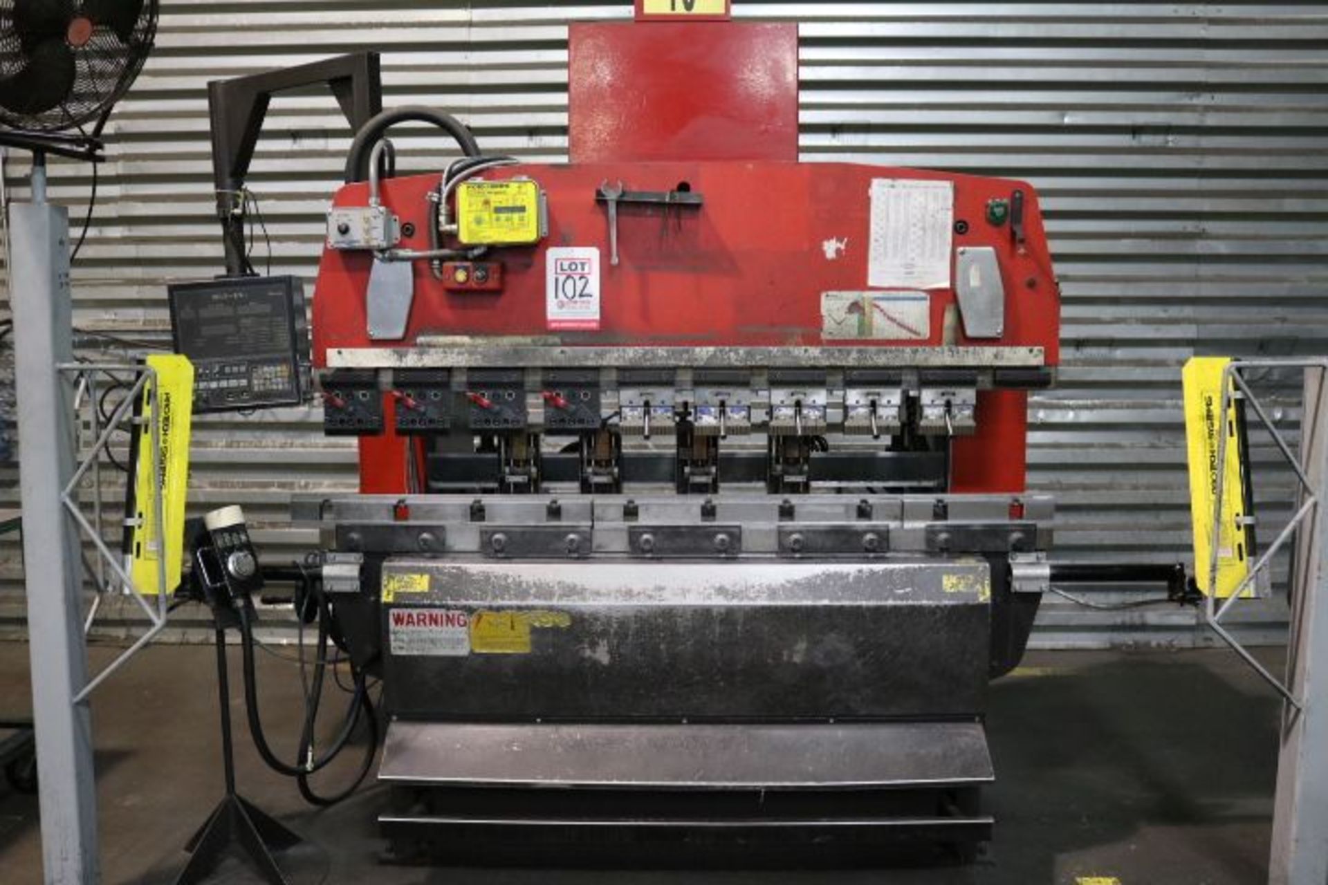 AMADA MODEL RG-50, 55-TON HYDRAULIC CNC PRESS BRAKE (NEW 1996), S/N 509033, PROTECH SYSTEMS GUARDING