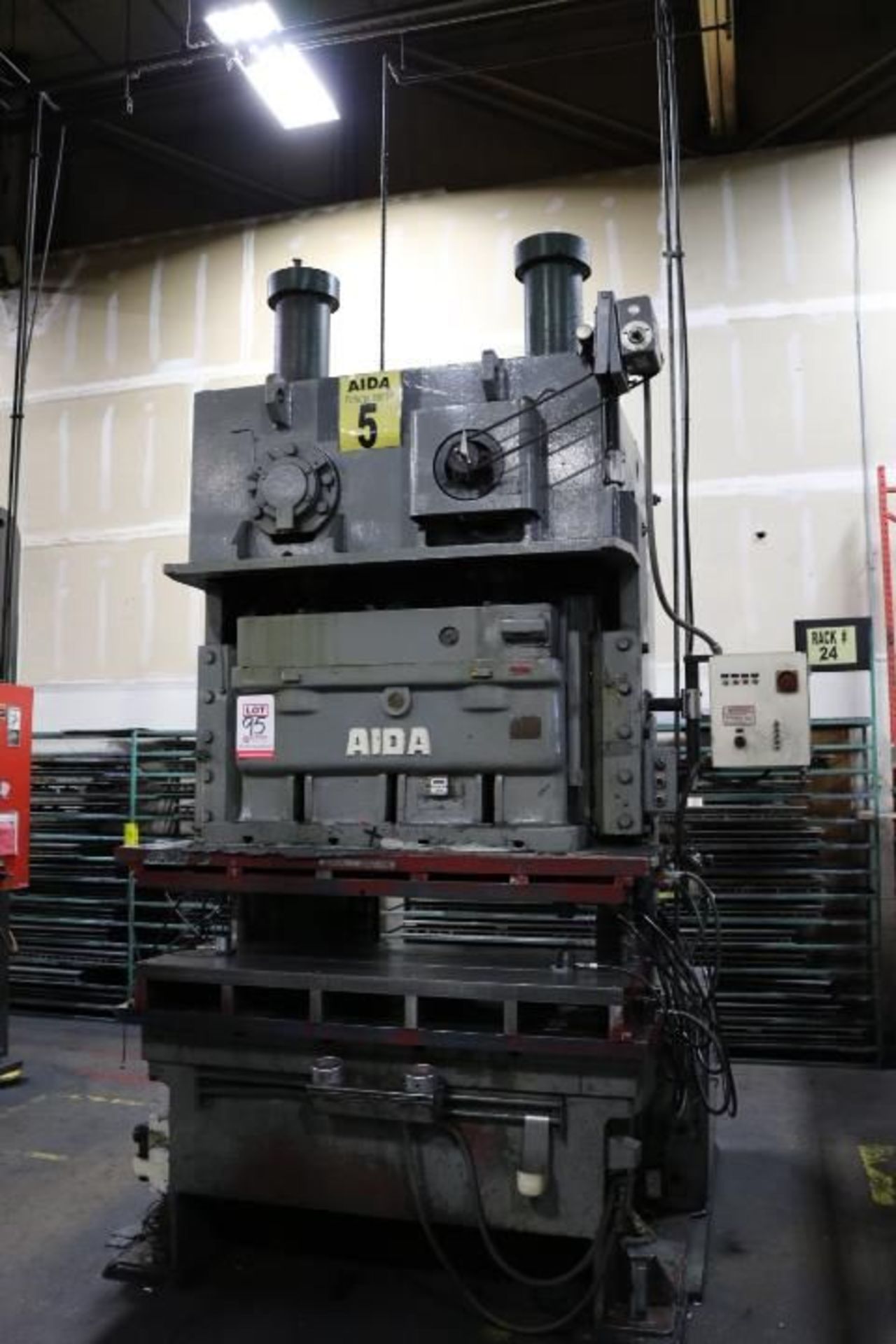 AIDA MODEL PD-XGC-100, 100-TON GAP FRAME PRESS, S/N 10610-0007, 6.6" STROKE, 50-SPM, 64.9" X 23.6"