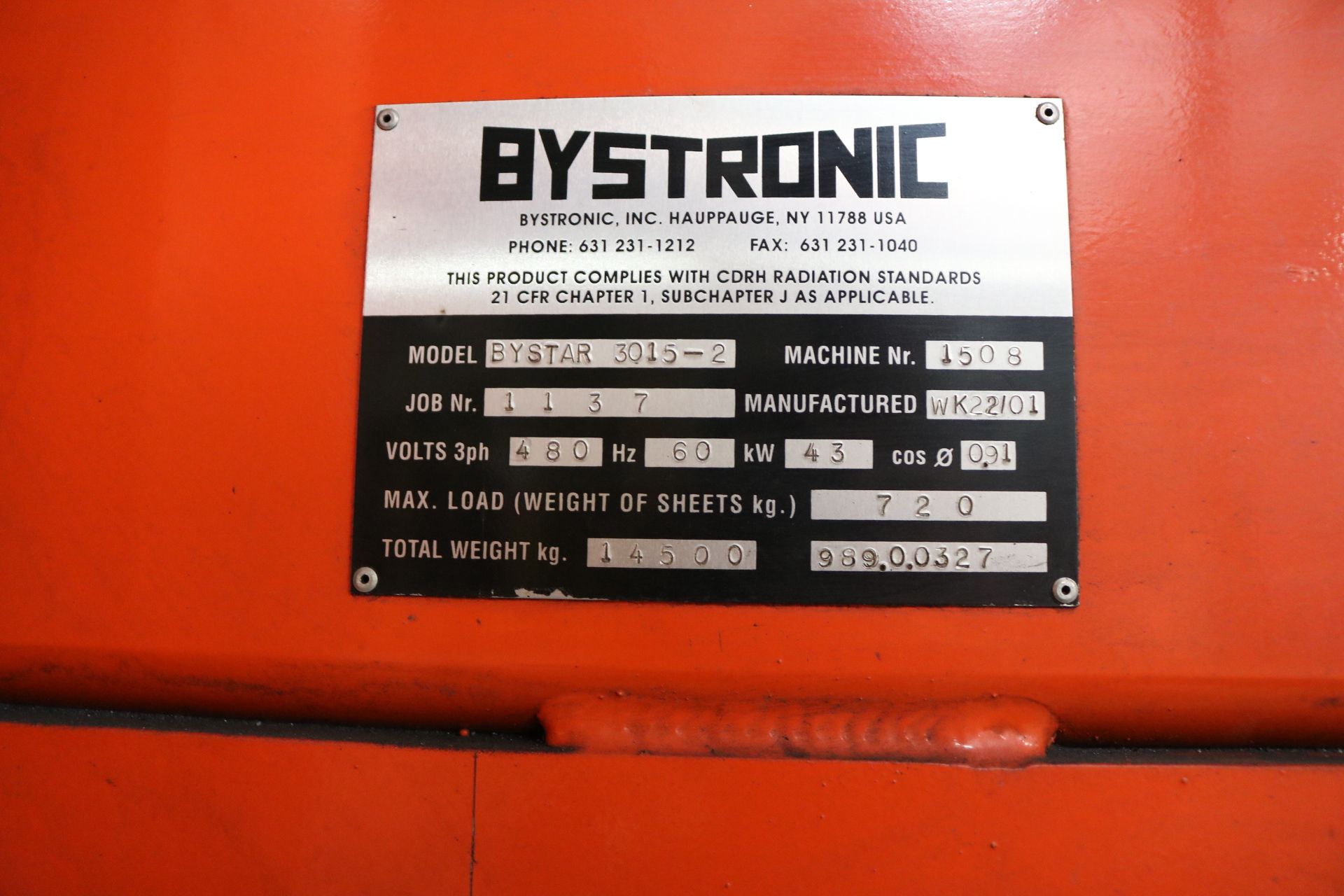 2001 BYSTRONICS BYSTAR 3015-2 CNC LASER CUTTER; 4,000 WATT, BYSTRONIC BTL 4000 TURBO C02 LASER, - Image 21 of 34