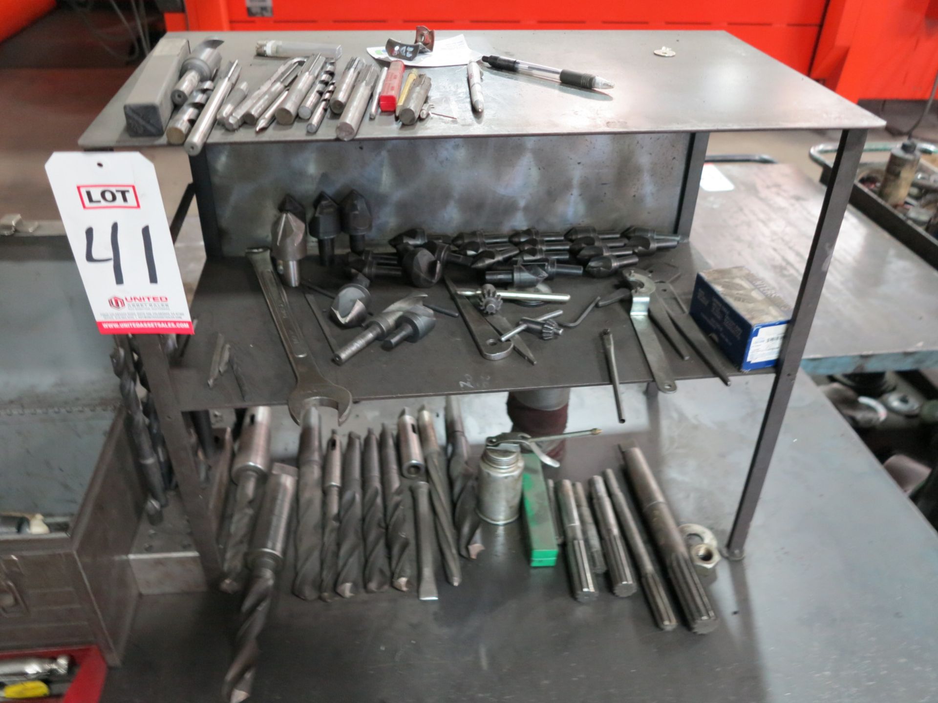 LOT - MORRIS TAPER TOOLING: COUNTERSINKS, DRILLS, REAMERS, MISC HAND TOOLS IN (2) TOOL BOXES, ETC. - Image 3 of 3