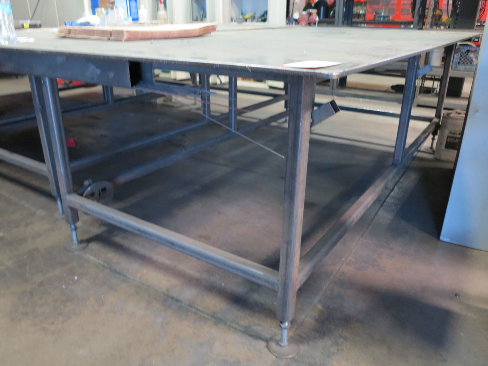 5' X 10' STEEL TABLE, TOP IS 1/2" THICK