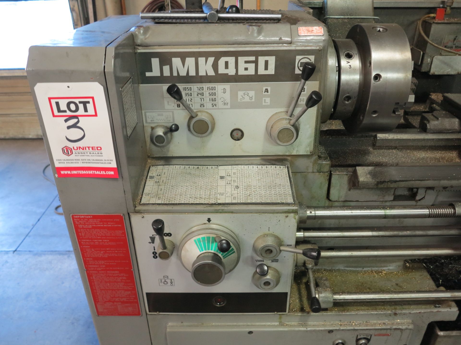 ENGINE LATHE, 18" X 60" CC, 12" 3 JAW CHUCK, 3" HOLE THRU, 37-1500 RPM, TAILSTOCK, NEWALL XY DRO, - Image 4 of 14