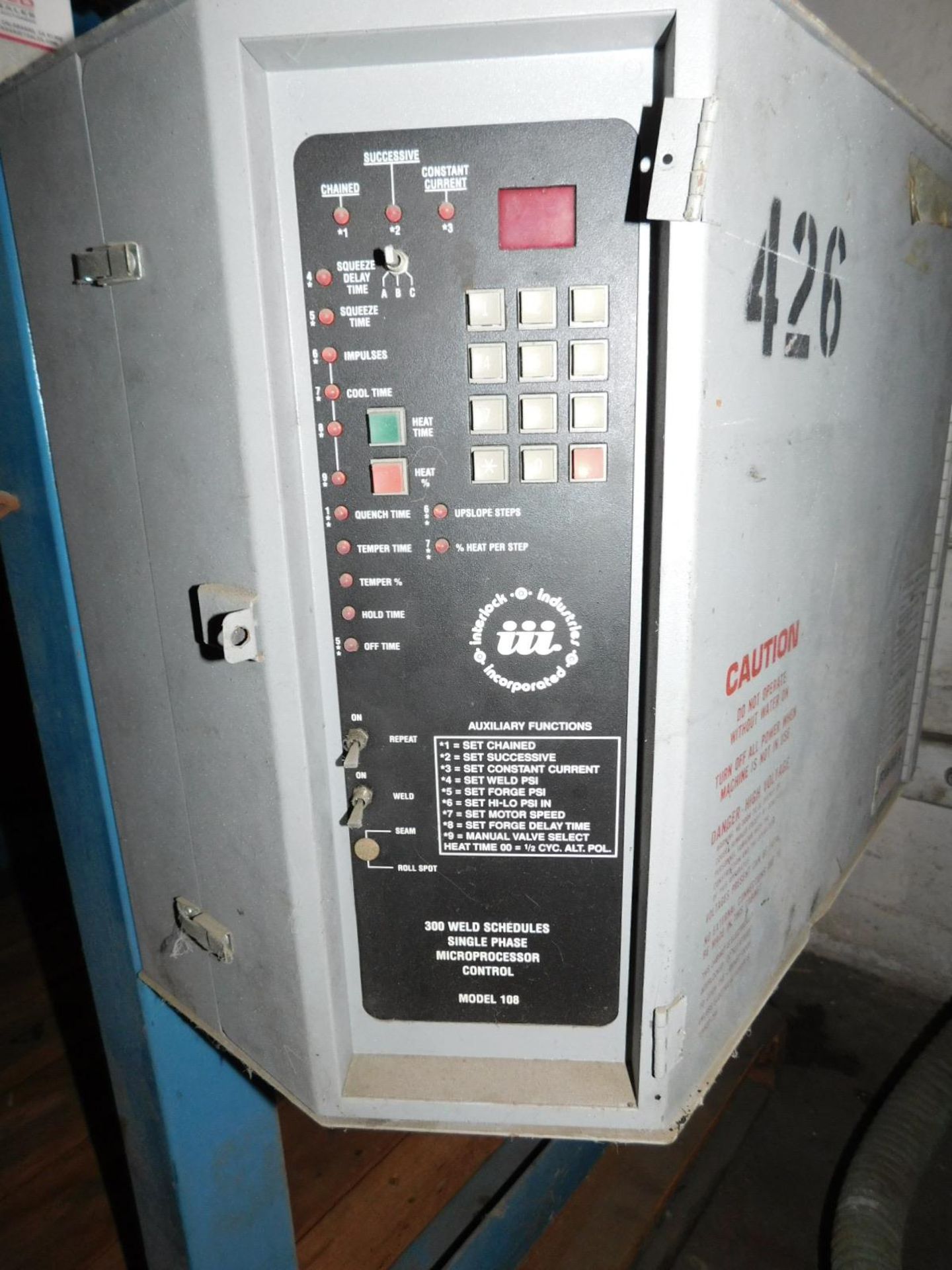 ROMAN MFG. SPOT WELDER, 35 KVA, 440V, W/ INTERLOCK INDUSTRIES INC. MODEL 108 SINGLE PHASE - Image 3 of 3