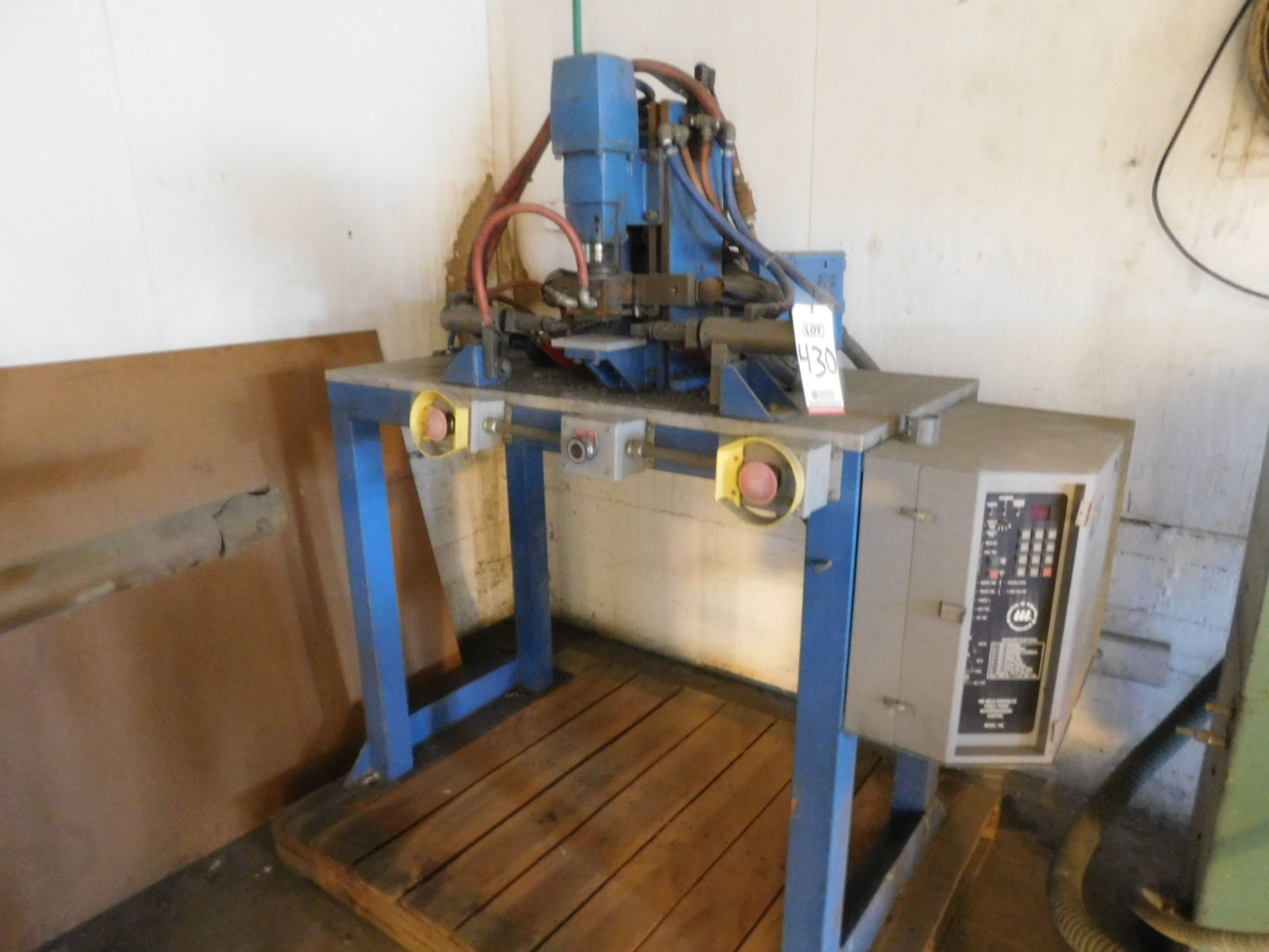 ROMAN MFG. SPOT WELDER, 35 KVA, 440V, W/ INTERLOCK INDUSTRIES INC. MODEL 108 SINGLE PHASE