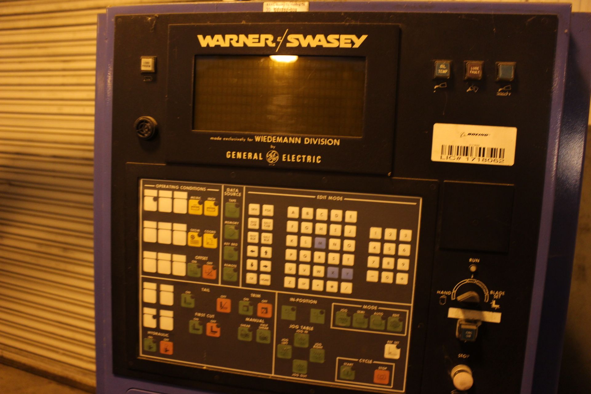 WIEDEMATIC OPTISHEAR, TYPE 412, S/N 199, W/ WARNER & SWASEY CONTROLS, OUT OF SERVICE - Image 5 of 6