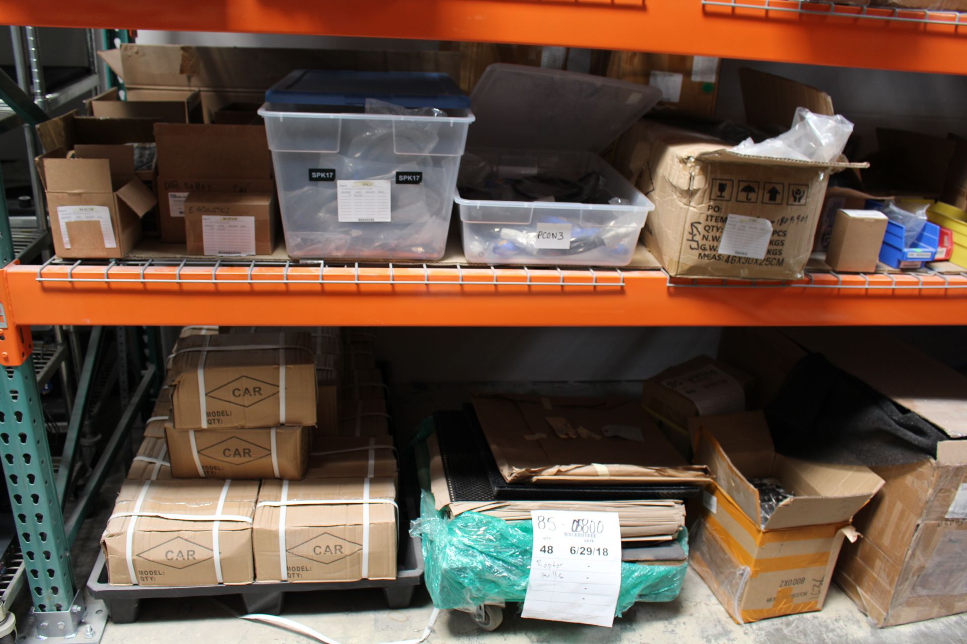 LOT - CONTENTS OF (4) 12' PALLET RACK SHELVES, TO INCLUDE: SPEAKER ASSEMBLY ITEMS, WIRE HARNESSES, - Image 2 of 4