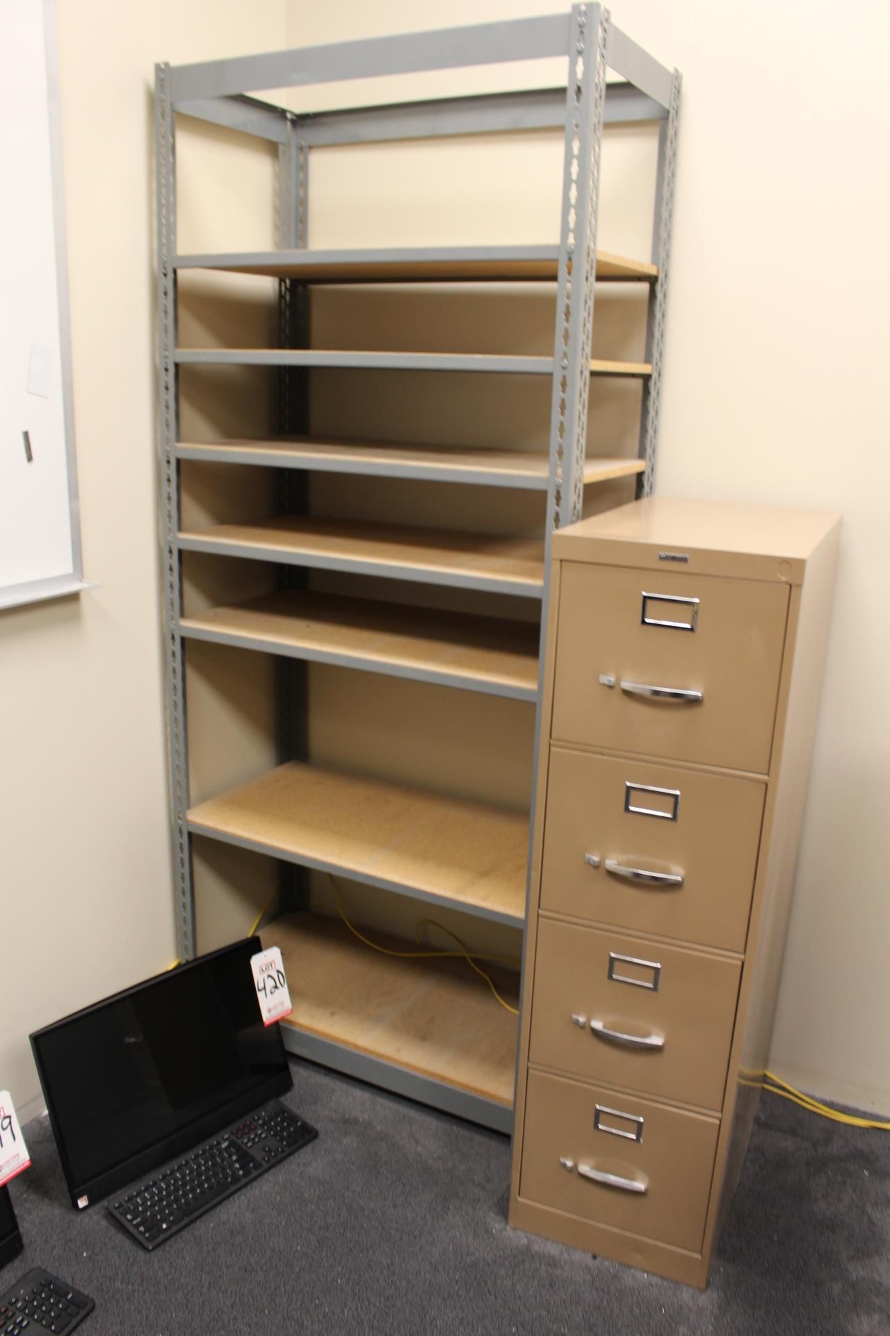 LOT - ALL FURNITURE IN THE MIDDLE OFFICE, TO INCLUDE: DESKS, SHELF UNITS, FILE CABINET AND CHAIRS - Image 3 of 3