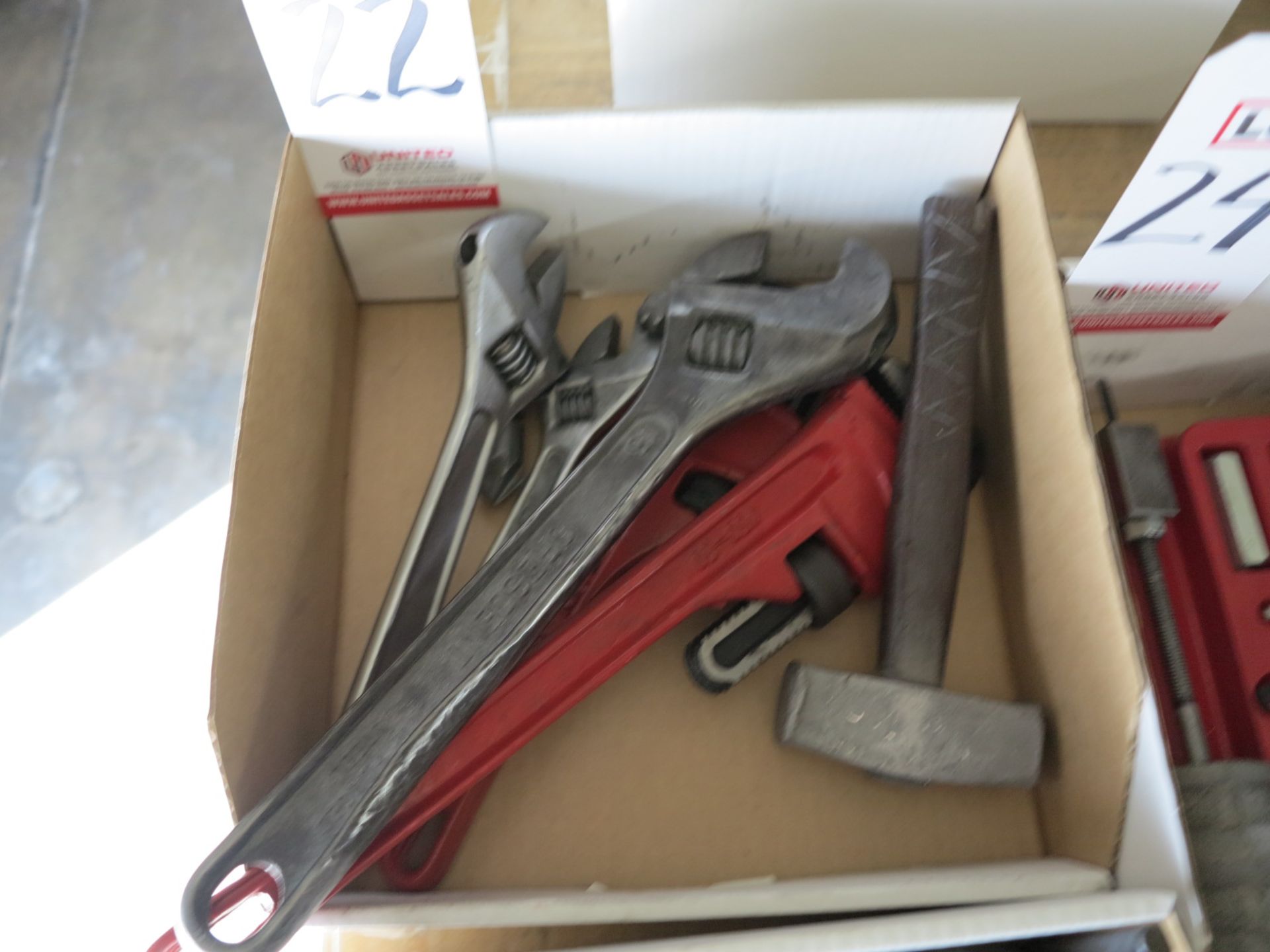 LOT - (5) WRENCHES AND (1) HAMMER