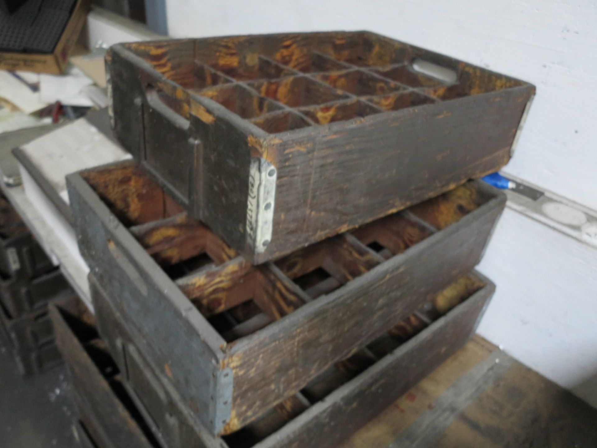 LOT - RACK, W/ VINTAGE WOODEN CRATES, APPROX. 60 - Image 2 of 3