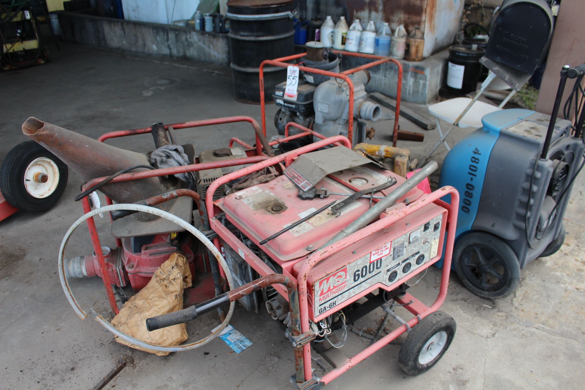 LOT - (3) MISC GAS POWERED PUMPS, GAS POWERED GENERATOR, DEHUMIDIFIER - Image 2 of 2