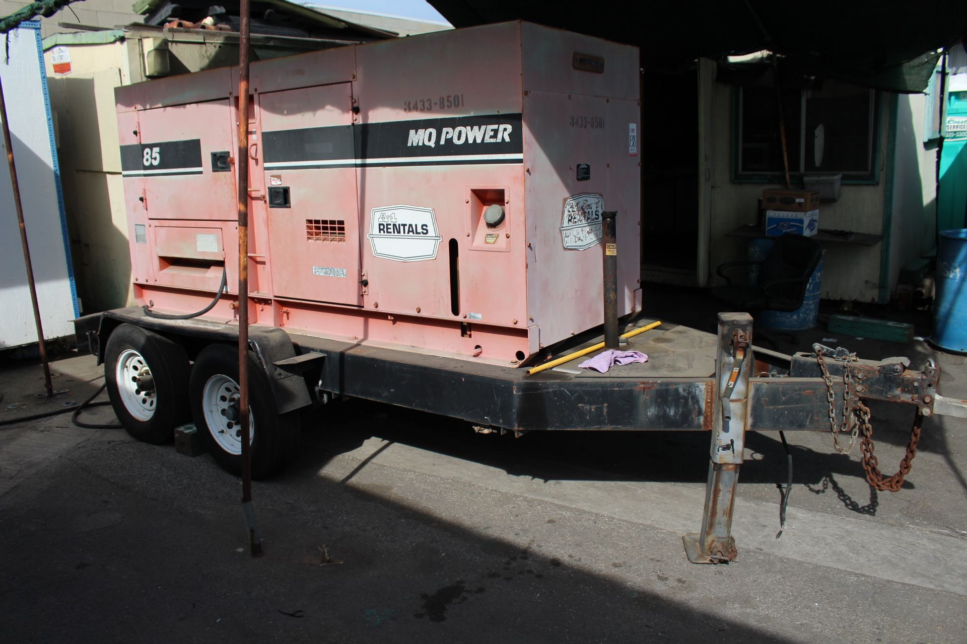 MQ POWER WHISPERWATT PORTABLE AC GENERATOR, MODEL DB-1001M, 85 KVA, DIESEL, TRAILER MOUNTED (LATE... - Image 3 of 4