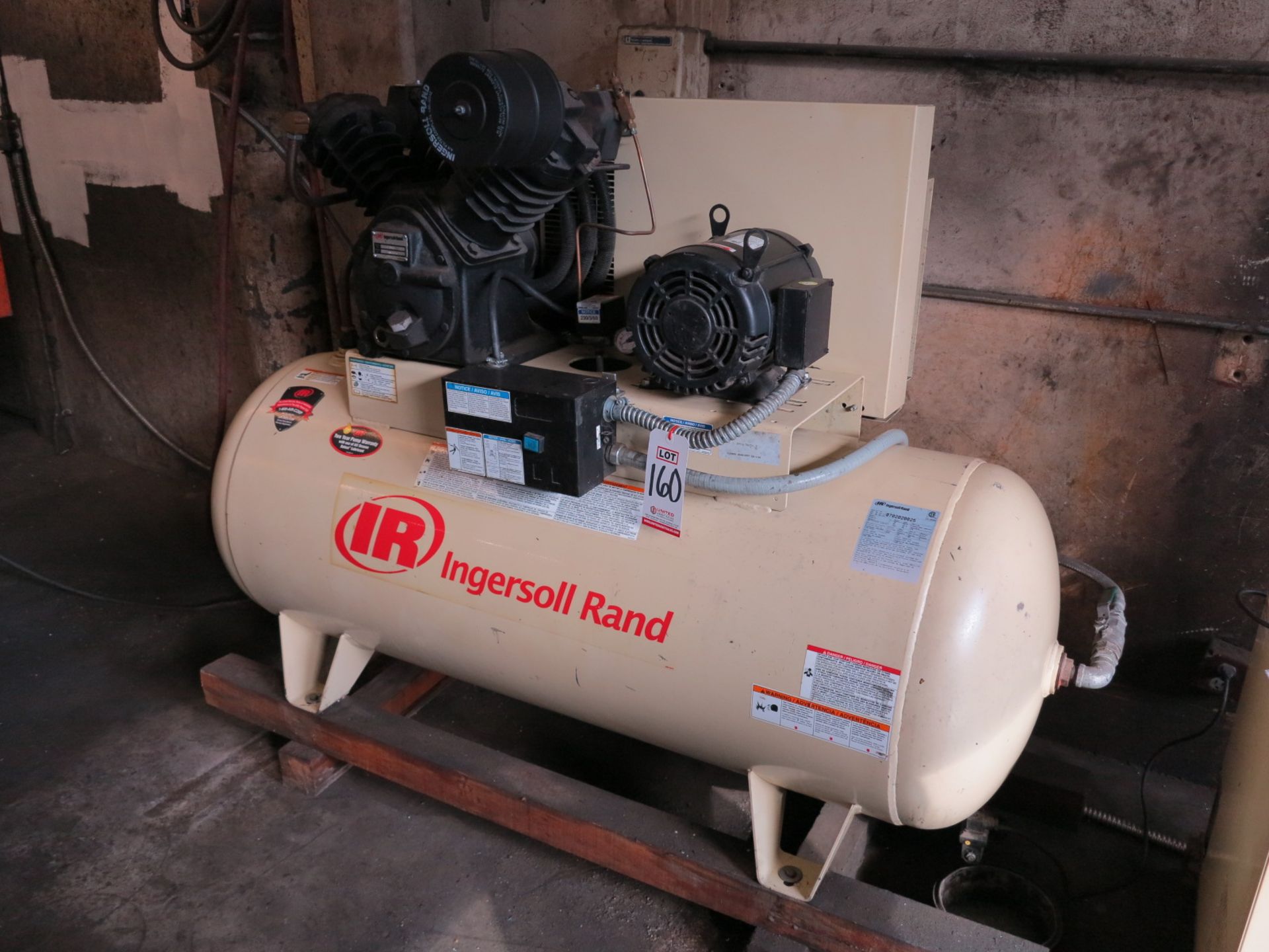 INGERSOLL RAND 10 HP AIR COMPRESSOR, MODEL 2545, 230V/3-PHASE, 120 GALLON TANK, S/N 6042660 - Image 2 of 2