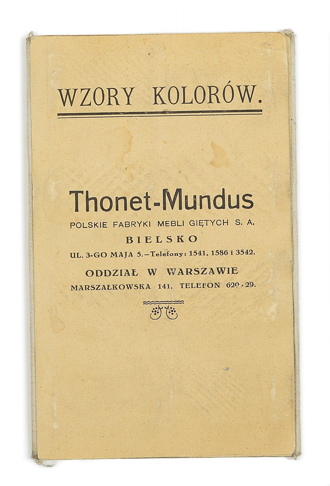 WZORY KOLORÒW (FARBMUSTERTAFEL), THONET-MUNDUS. 1930ER JAHRE. Sprache: Polnisch. Seiten insgesamt: