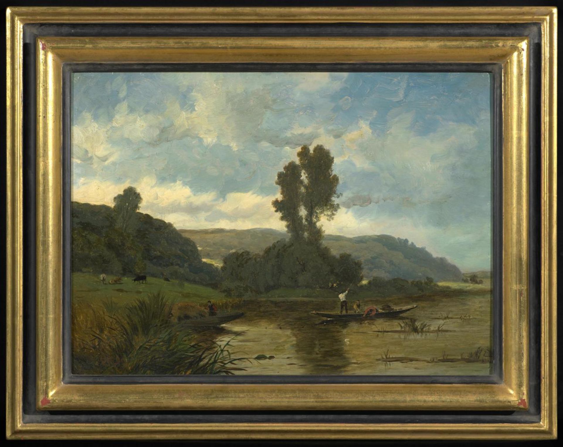 Delpy, Hippolyte-Camille1842 Joigny - 1910 ParisFlusslandschaft mit Fischern. Öl auf Holz. 30 x - Image 2 of 3