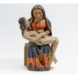 PIETA. Schwaben. Holz, geschnitzt und farbig gefasst. H.55cm. Zustand C. Sonderregelungen Art &