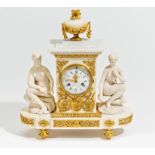 PENDULE STYLE LOUIS XVI. Paris. Bez. Le Roy. Weißer Marmor, Alabaster, vergoldete