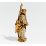 CHRISTUS AN DER GEIßELSÄULE. Holz, geschnitzt, farbig und gold gefasst. H.15cm. Zustand B.