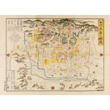 ZWEI STADTPLÄNE VON KYÔTO UND NARA. Japan. 20. Jh. Druck/Holzschnitt auf Papier. Nara 73x53cm, Kyôto