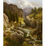 Correggio, LudwigMünchen 1846 - 1930In der Partnachklamm bei Garmisch. Öl auf Leinwand. 70,5 x 61cm.