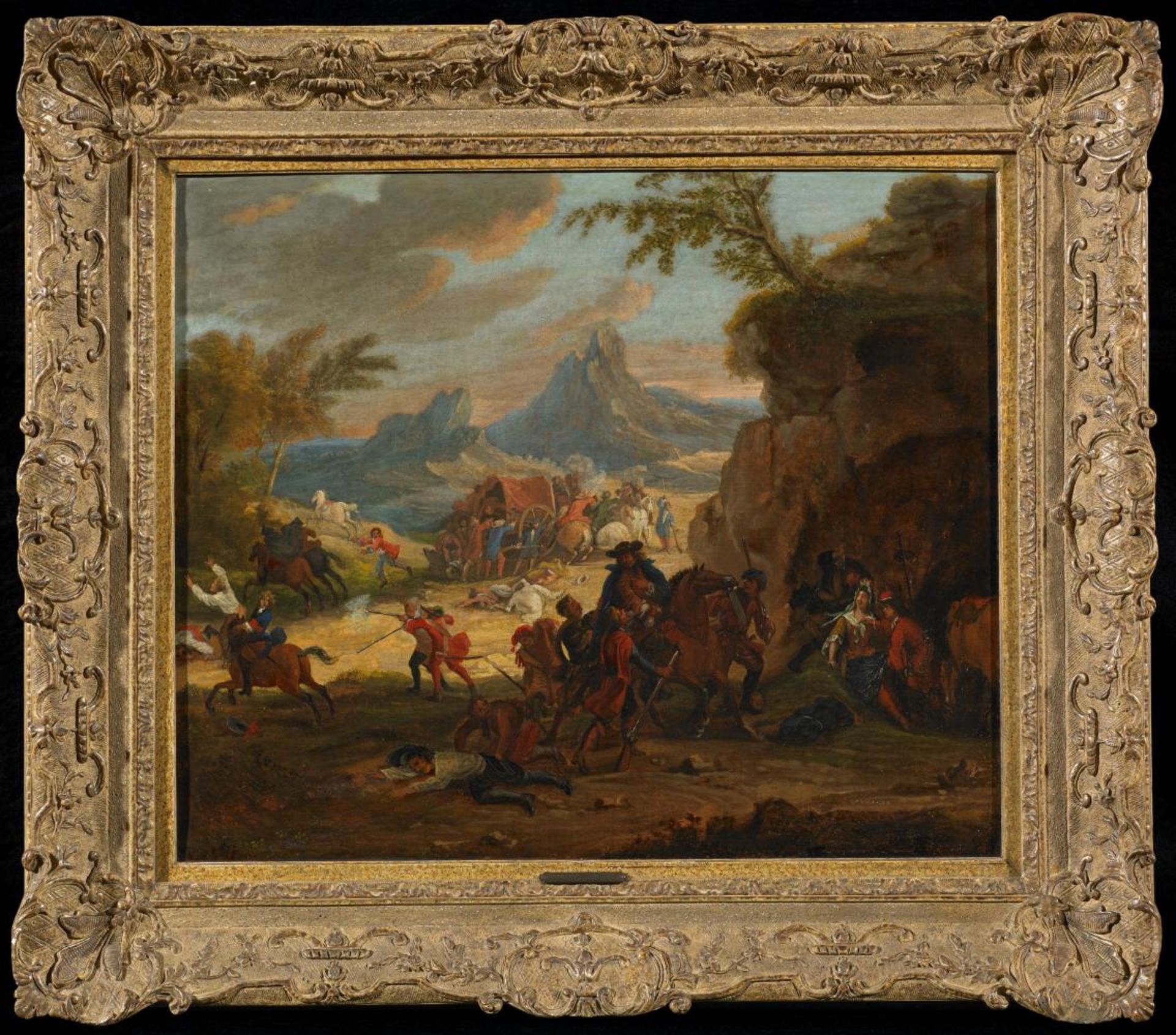 Meulen, Adam Frans van der1632 Brüssel - 1690 Paris - zugeschriebenDer Überfall. Öl auf Leinwand. - Image 2 of 3