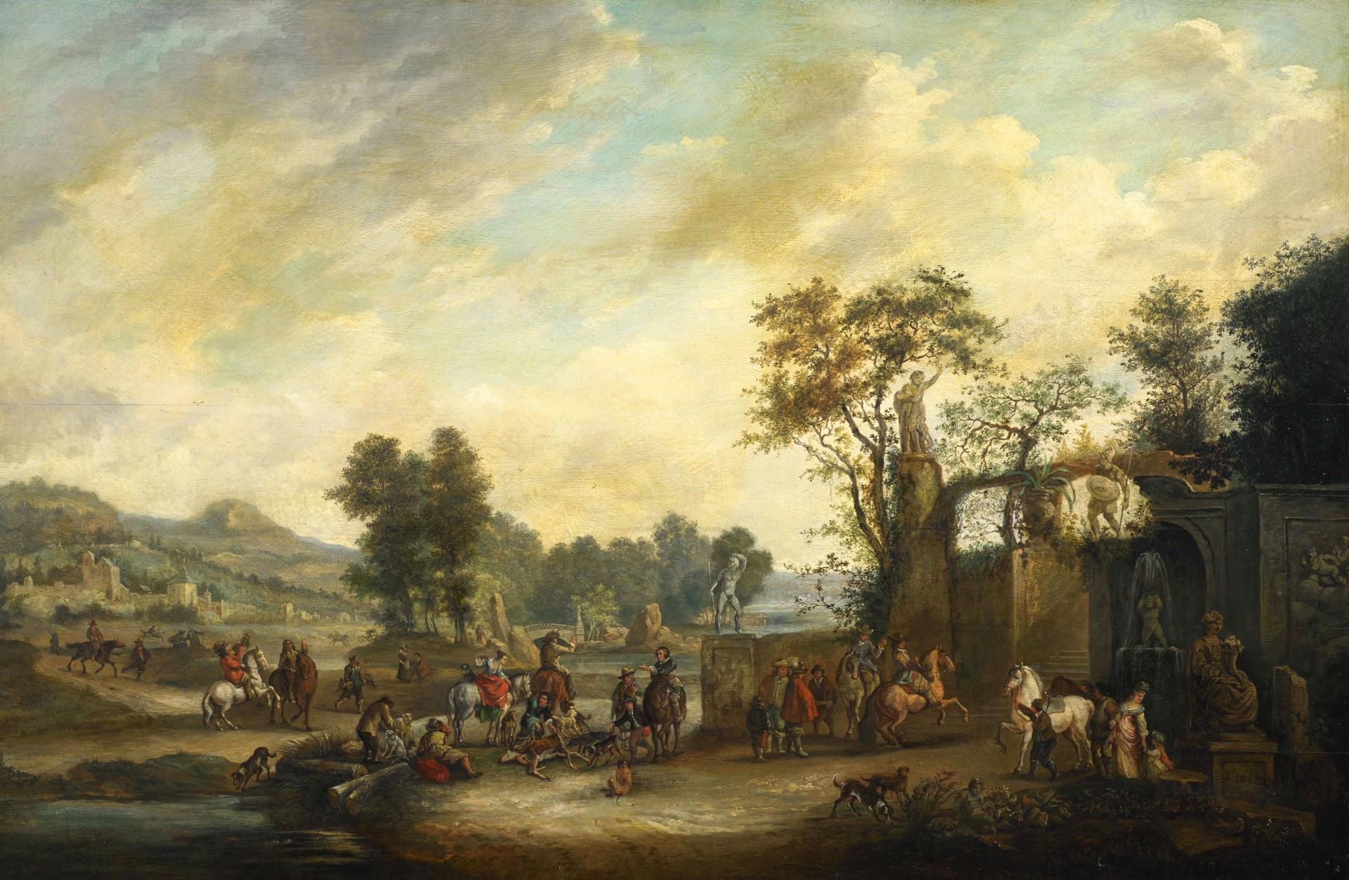 Wouwerman, Pieter1623 Haarlem - 1682 Amsterdam - NachfolgeHeimkehr von der Jagd. Höfische