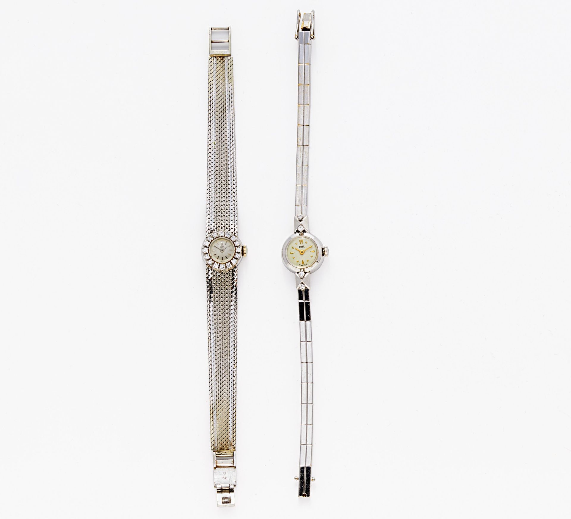 EBELSchweiz, um 1950/60.Konvolut: 2 Damenuhren. Handaufzug. 750/- Weißgold, gest., diamantgeziert, - Bild 2 aus 2